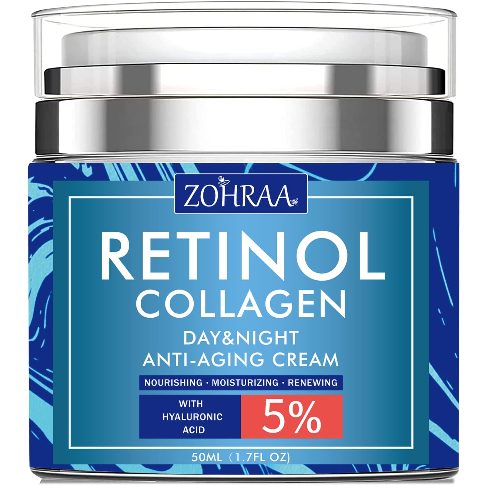 FIAHNG ZOHRAA Retinol Cream for Face - Facial Moisturizer with Collagen and Hyaluronic Acid, Anti-Wrinkle Reduce Fine Lines Vitamin C+E Natural-Ingredient Day Night Anti-Aging For Women Men