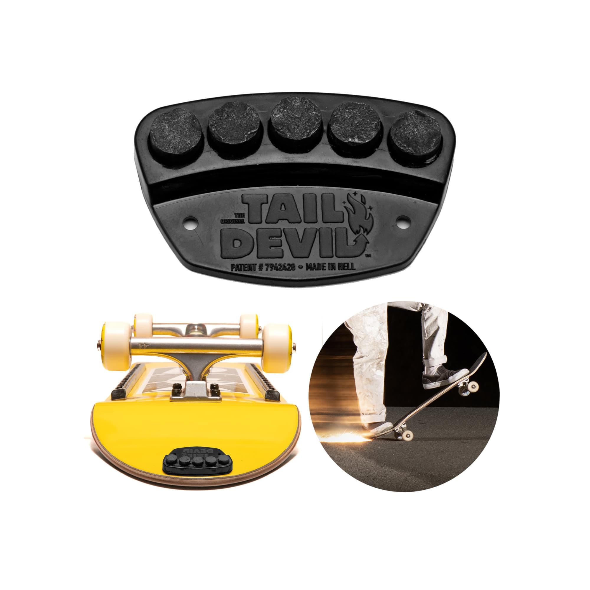 Tail Devil Skateboard Spark Plate - Sparks for Your Skateboard, Ultimate Skateboarder's Accessory, A Tail Plate Attachment for Cool Sparking Effect