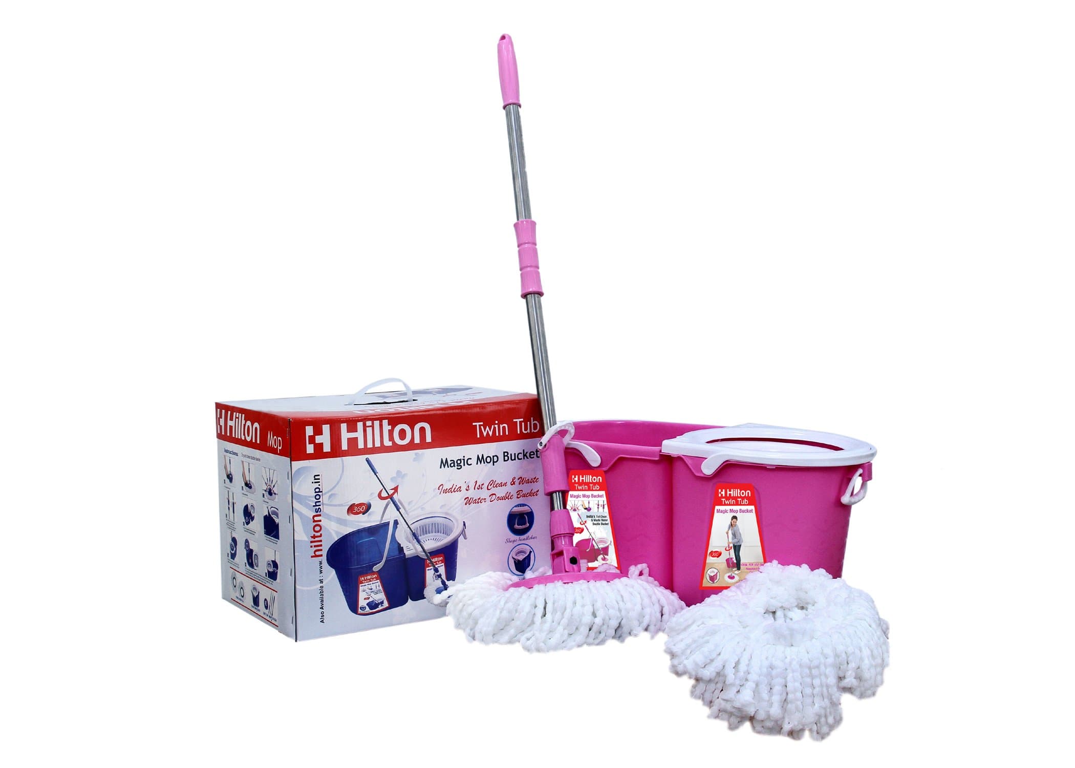 Hilton Electric HWDMDB Wet and Dry Magic Plastic Bucket Mop Set (Multicolour) - 4-Pieces