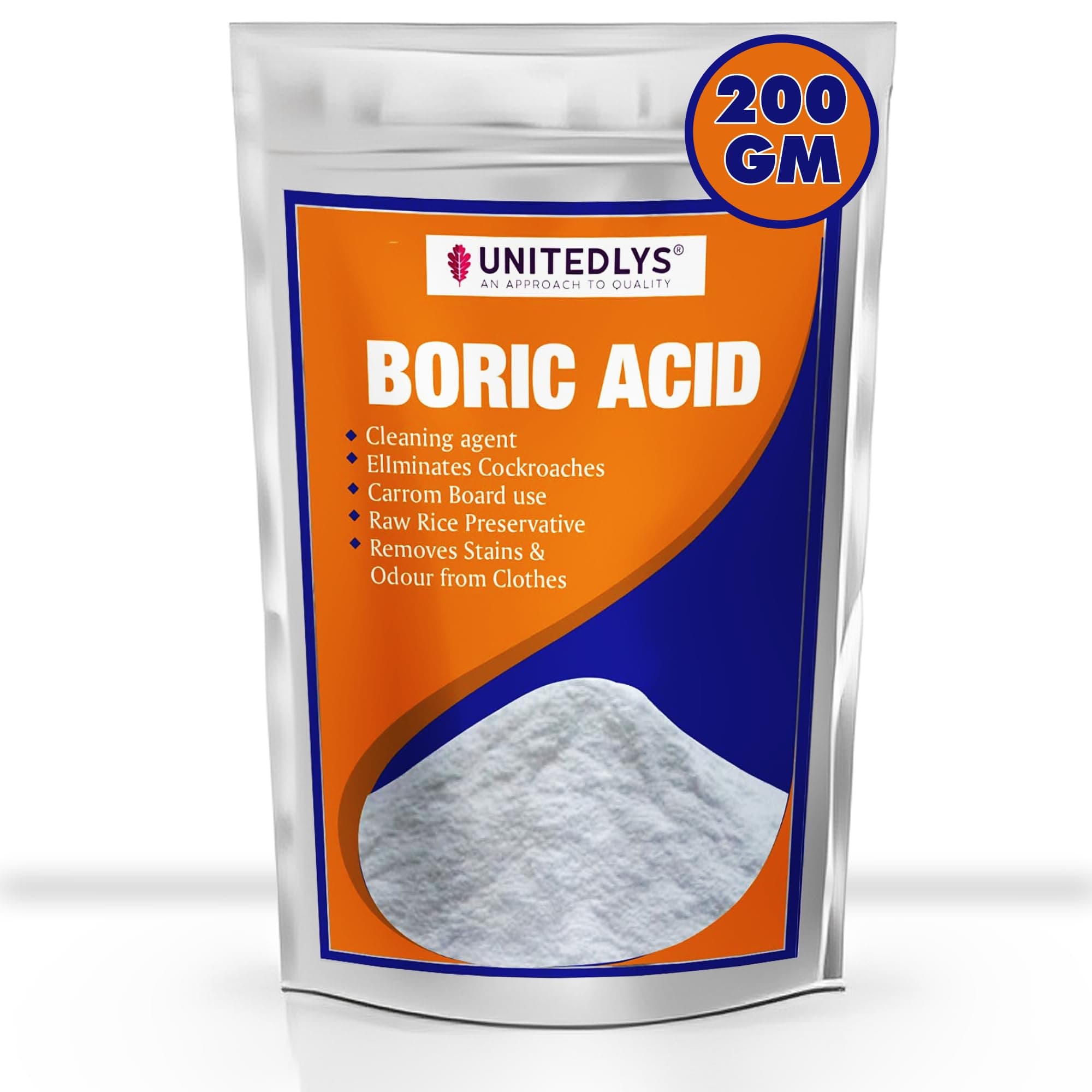 200G Multi-Purpose Boric Acid Powder for Cockroaches,Ant Repellent, Bed Bugs Killer,Fine Carrom Board Powder Safe for Rice Preservation Effective Stain Remover for Kitchen & House Cleaning