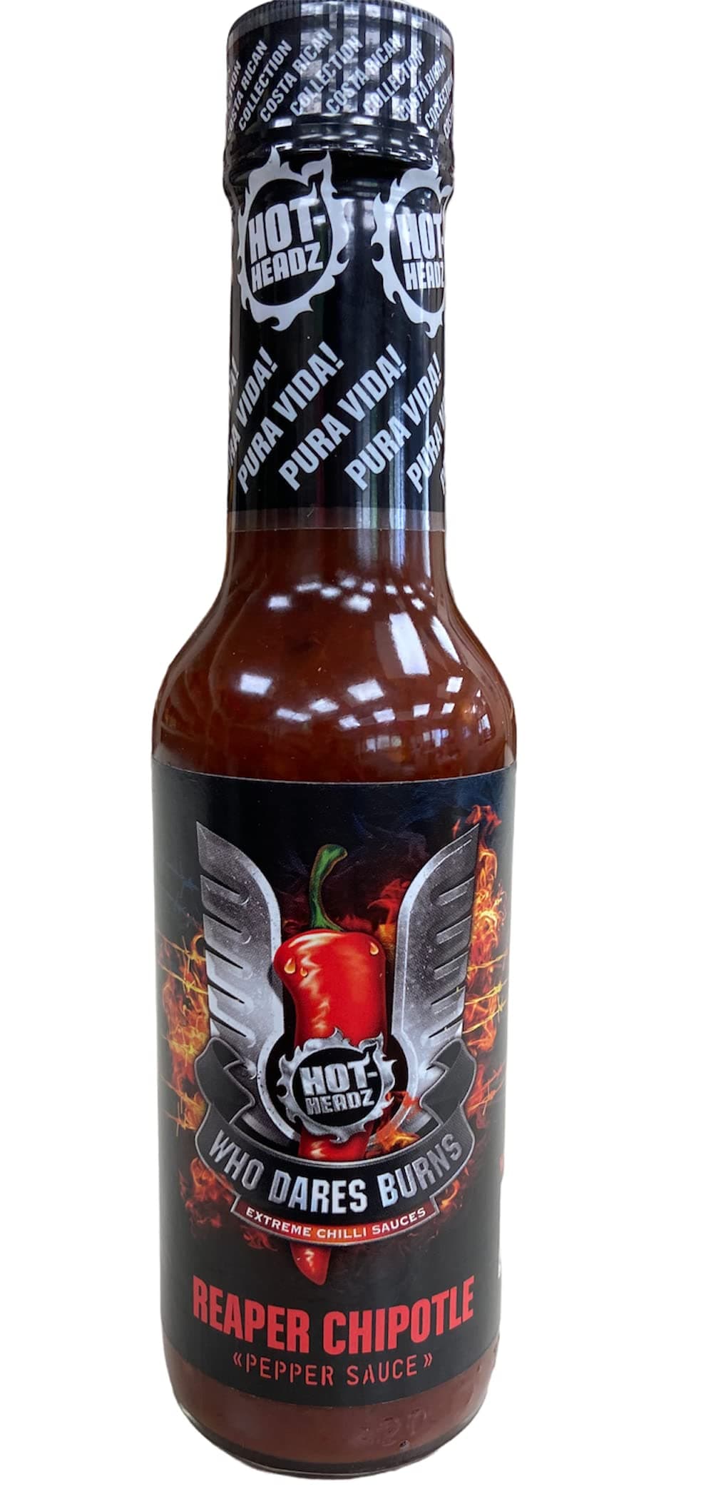 Hot Headz! Who Dares Burns Reaper Chipotle Chilli Sauce with Carolina Reaper Chillis, Chipotle Pepper & Habanero Peppers. Worlds Hottest Chilli Hot Sauce. Great Gift for Hot Sauce Lovers.(148ml)