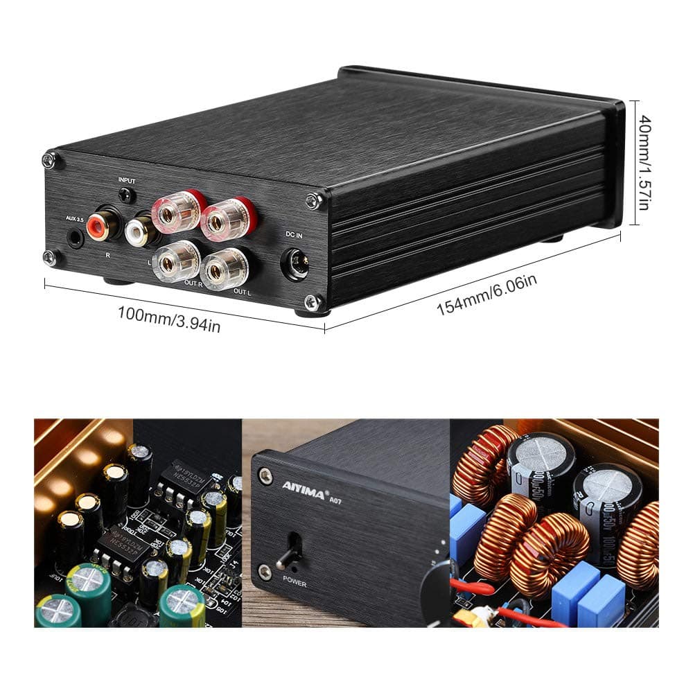 AIYIMA A07 TPA3255 Power Amplifier 300Wx2 HiFi Class D Stereo Digital Audio Amp 2.0 Channel Amplifier for Passive Speaker Home Audio (Without Power Adapter)