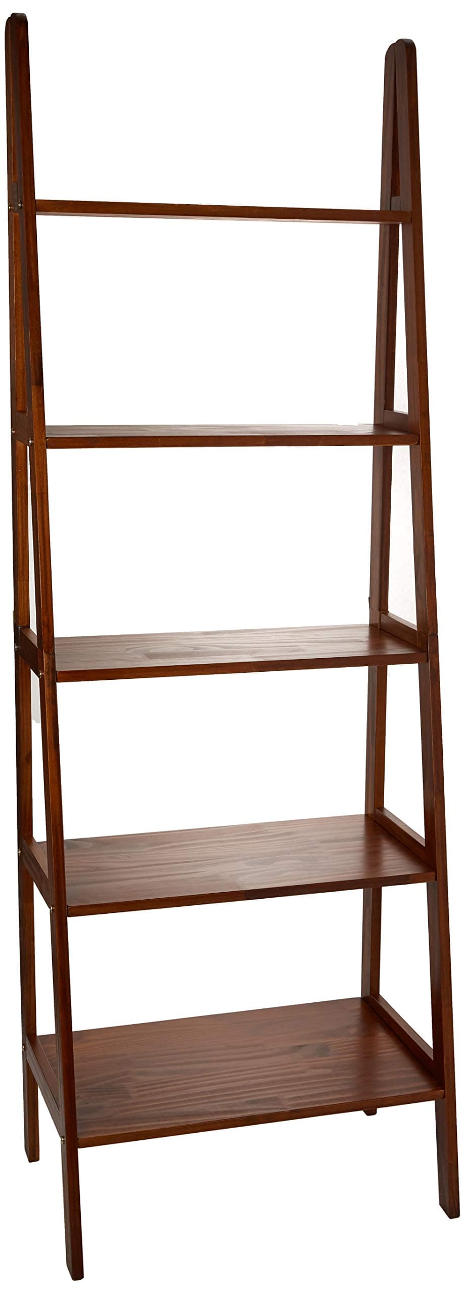 Casual Home 100% Solid Wood 5-Shelf Ladder Bookcase, Standard, 72"H, Warm Brown