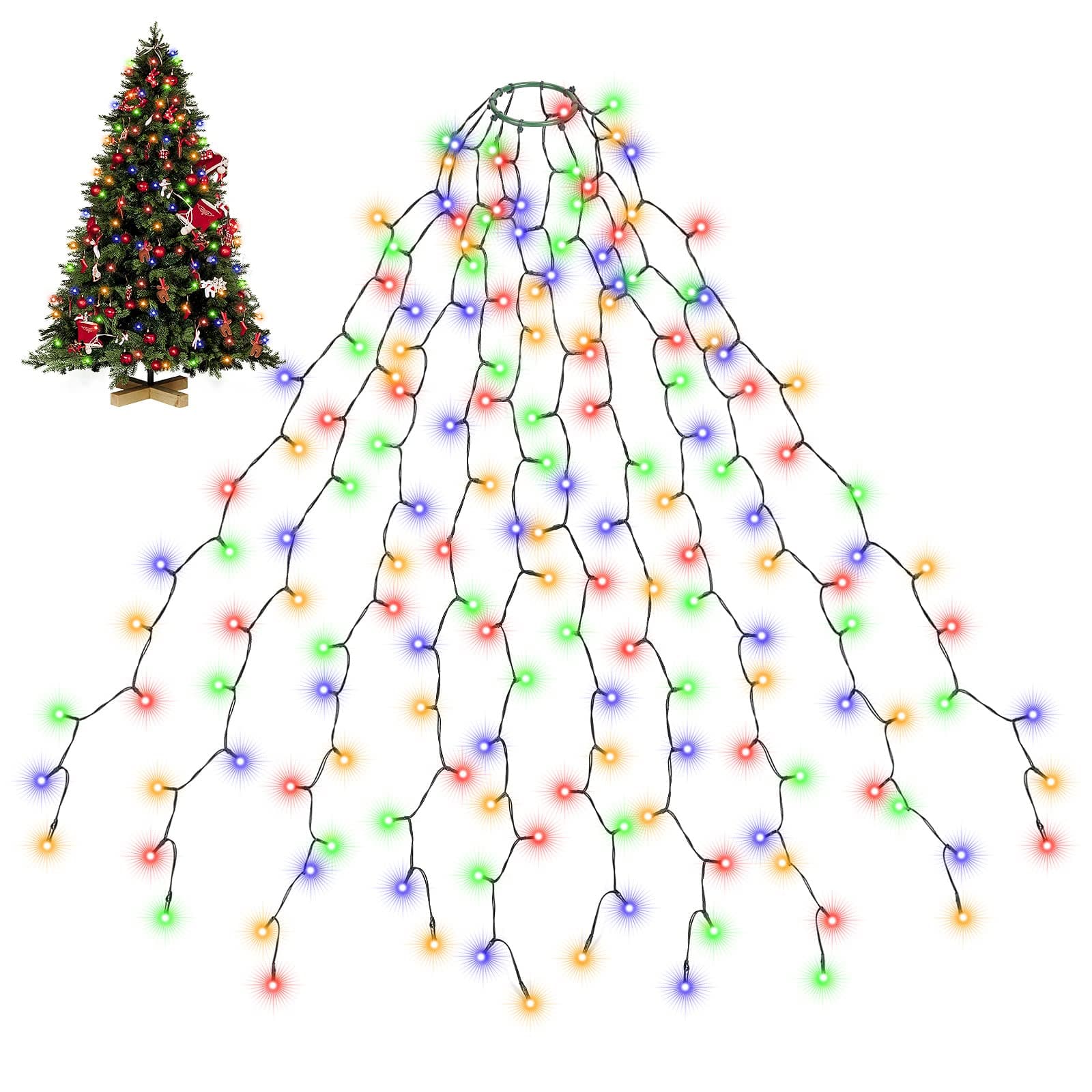 SALCARChristmas Tree Lights, Easy to Install String Lights with 8 Modes, UL Certified Ultra-Bright Christmas Lights for 7ft - 12ft Tree