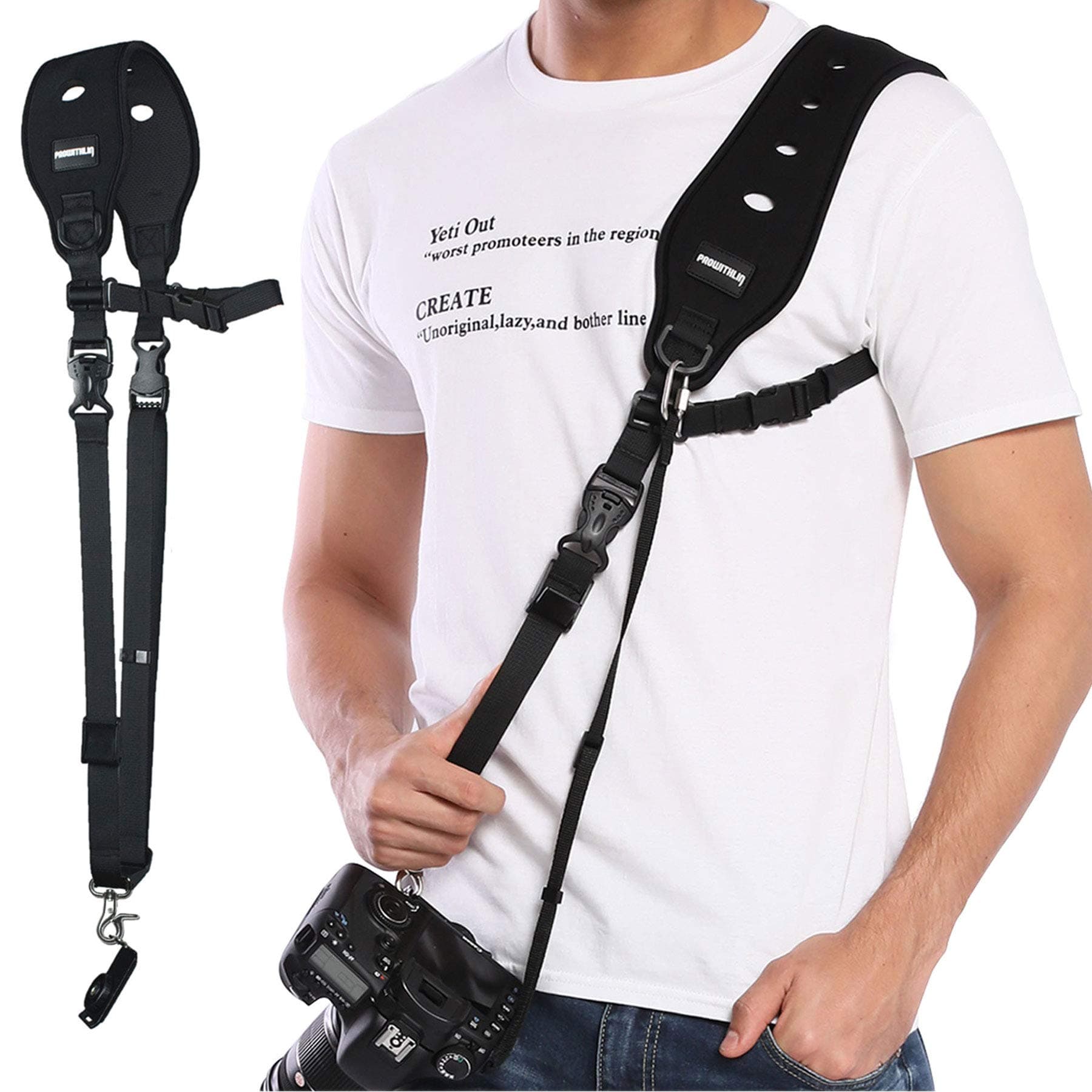 Camera Strap, Prowithlin Camera Neck Strap w/Quick Release Plate and Safety Tether, Camera Shoulder Strap for Photographers, Unisex Camera Strap (prowithlin-Version)