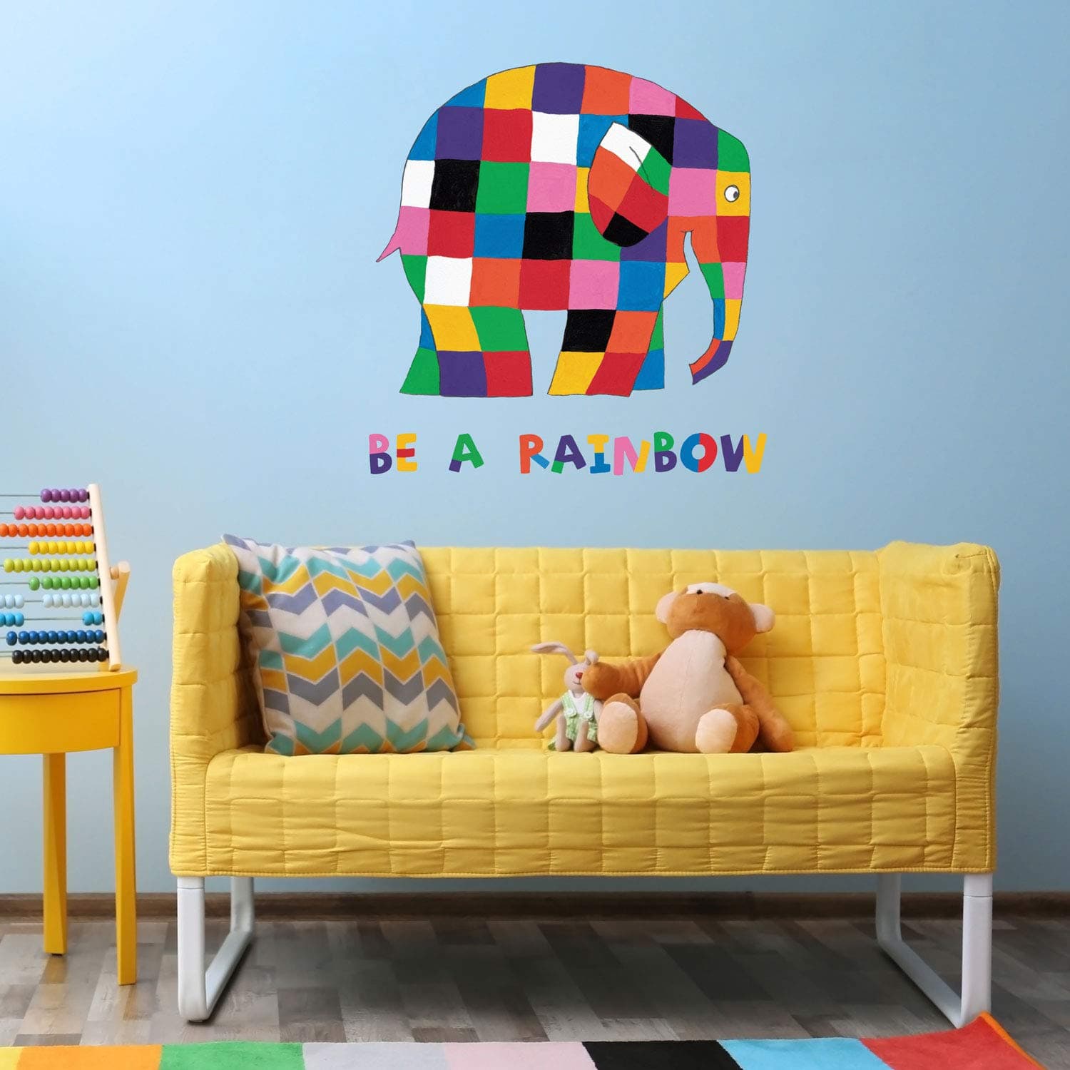 StickerscapeElmer Be a Rainbow Wall Sticker | Perfect for A Childs Bedroom, Playroom Or Nursery | Easy to Apply | Official Elmer The Patchwork Elephant Collection (Large)