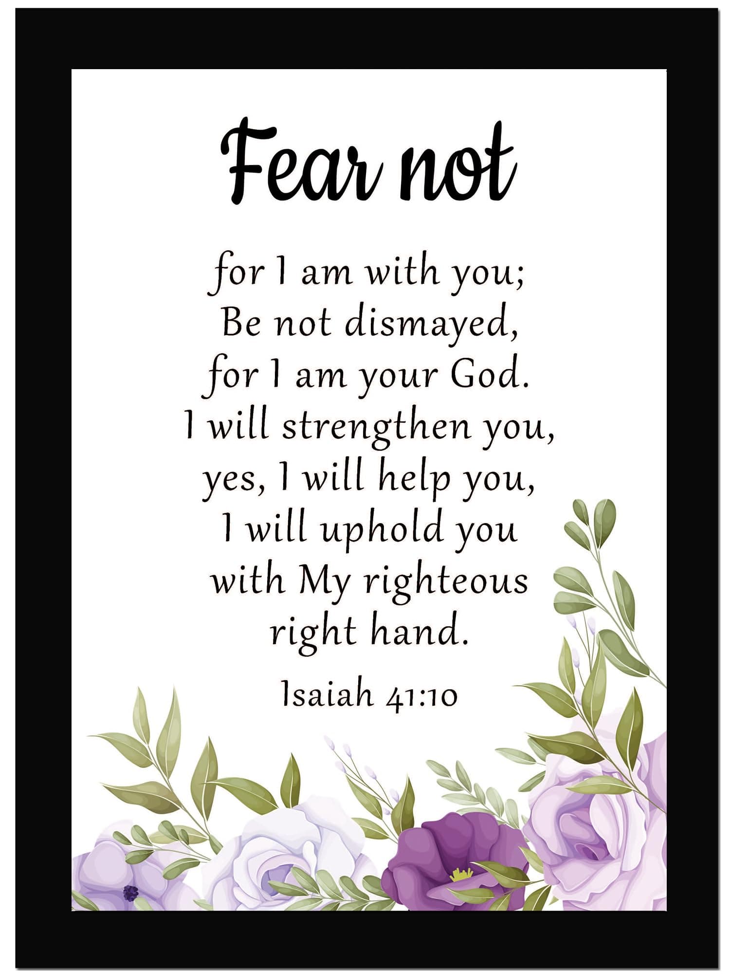 Fear Not - Bible Verse Wall Photo Framed Wall Poster, Bible Quotes Print with Frame, Home, Bible Quotes Poster (13.6 inch x 10.2 inch)(multicolor)