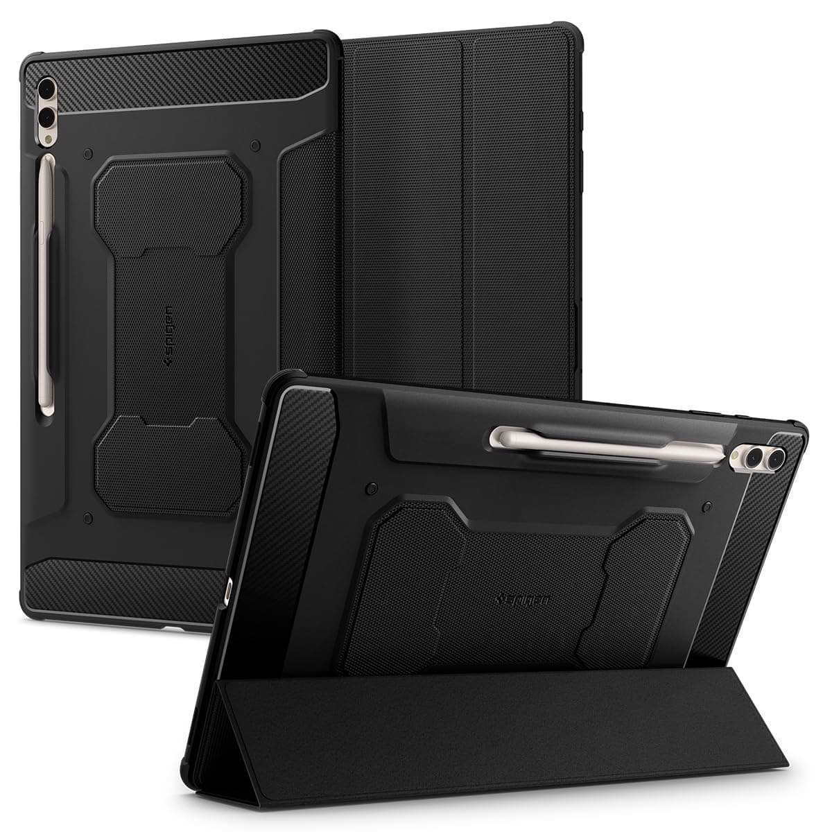 Spigen Galaxy Tab S9 Ultra Case Cover Shock Absorption Shockproof Stand Drop Shock Absorption Rugged Armor Pro ACS06538 (Black)