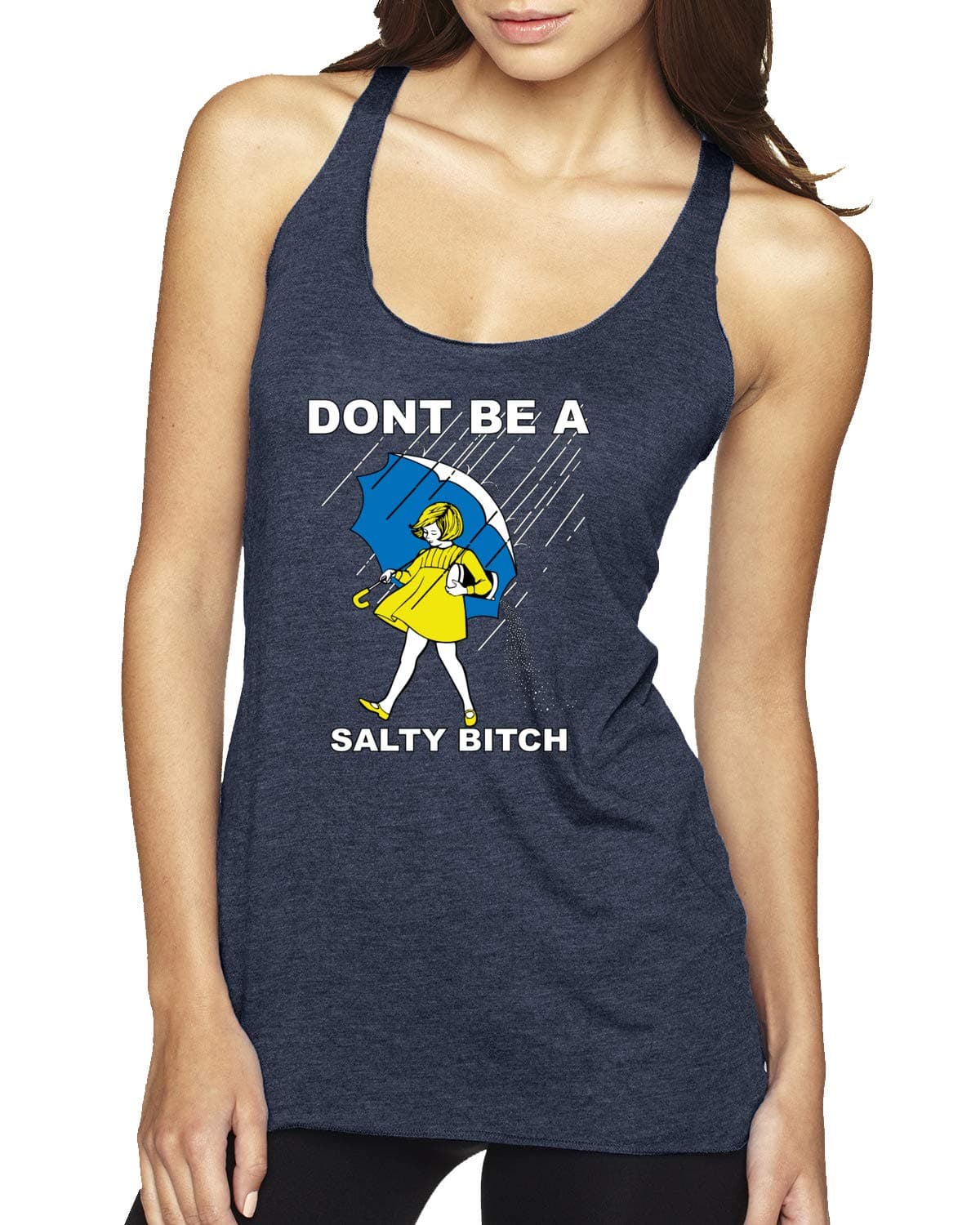 Don't Be a Salty Bitch | Womens Humor Premium Tri-Blend Racerback Tank Top, Vintage Navy, X-Large