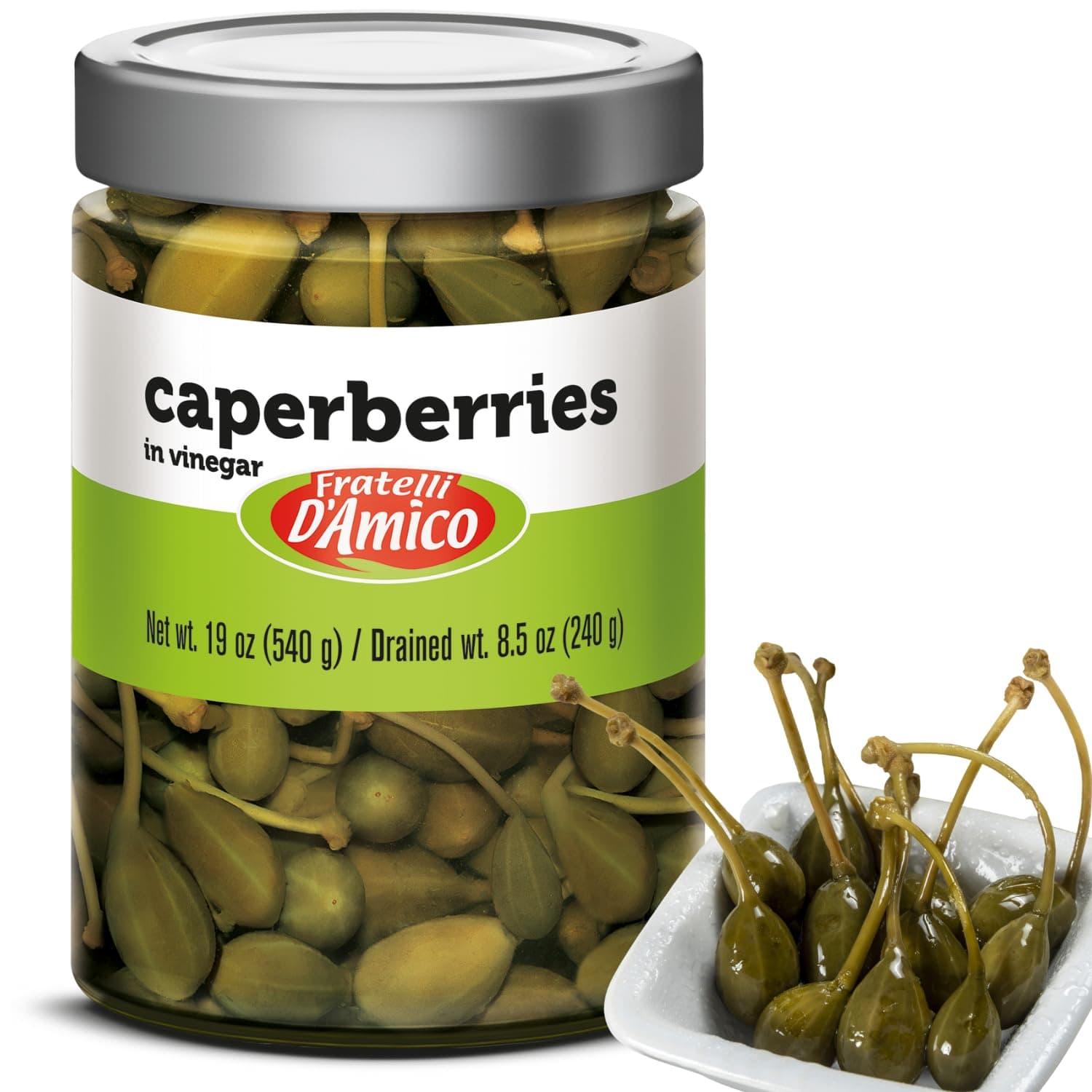 Caperberries, Premium Qulaity, First Selection, Pickled, Capers, Family Size, 19oz (540g), NON-GMO