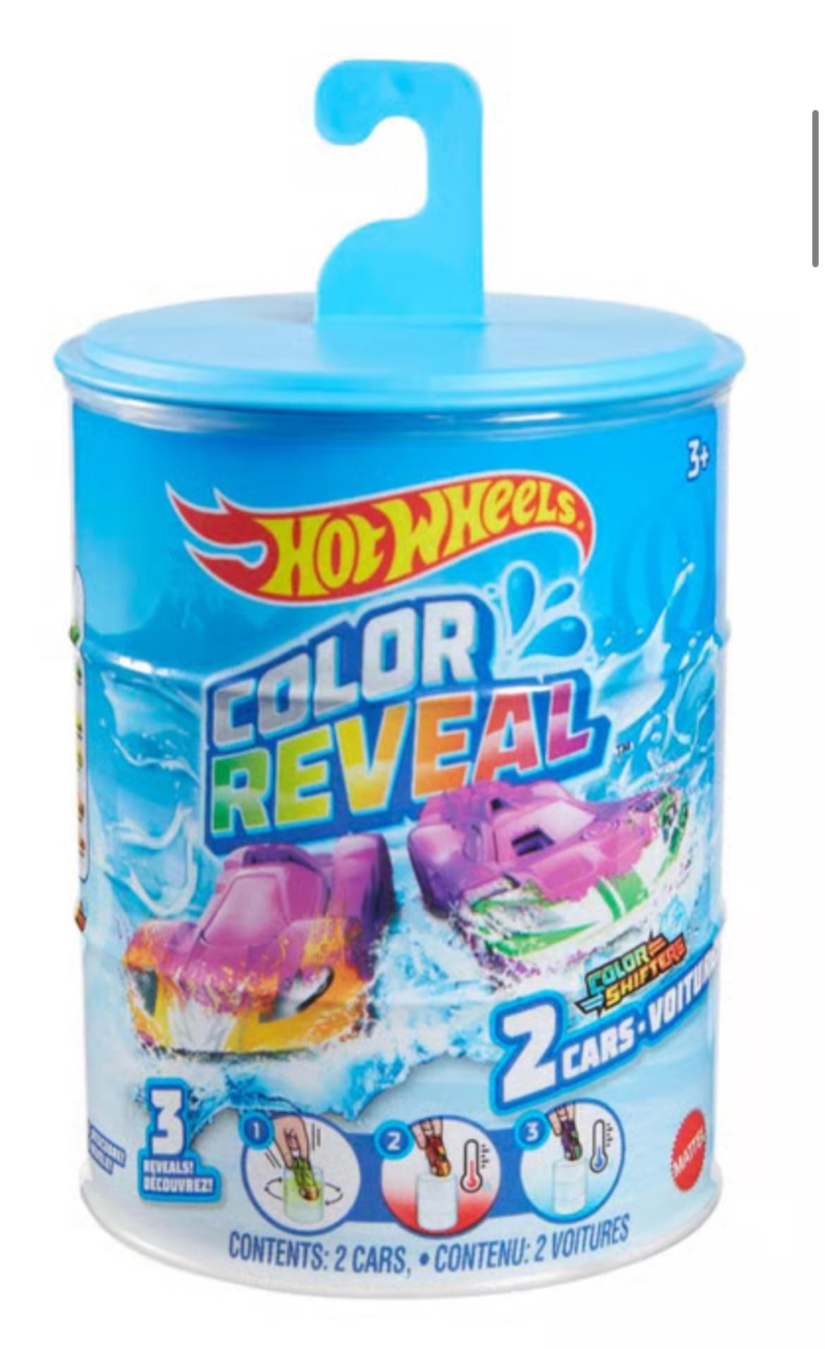 Hot Wheels Color Reveal Multipack with 2 Surprise Cars That Change Deco in Warm & ICY Cold Water, Dunking Barrel, Toy for Kids 3 Years & Up
