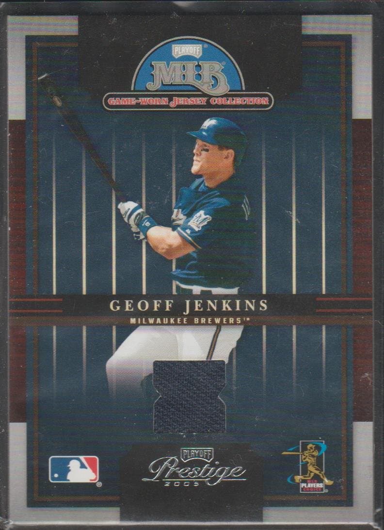 2005 Playoff Prestige Geoff Jenkins Brewers Game Used Jersey Baseball Card #8