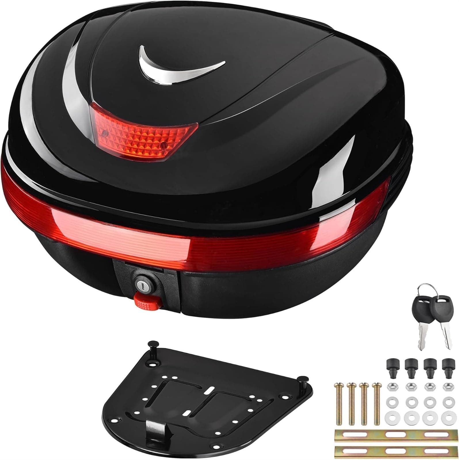 THE WHITE SHOP Motorcycle Trunk Black Motorcycle Top Case Motorcycle Tail Box Scooter Trunk Tour Motorcycle Storage Box Carrier with Lock for Helmet Luggage - 33L Capacity (Size : 268)