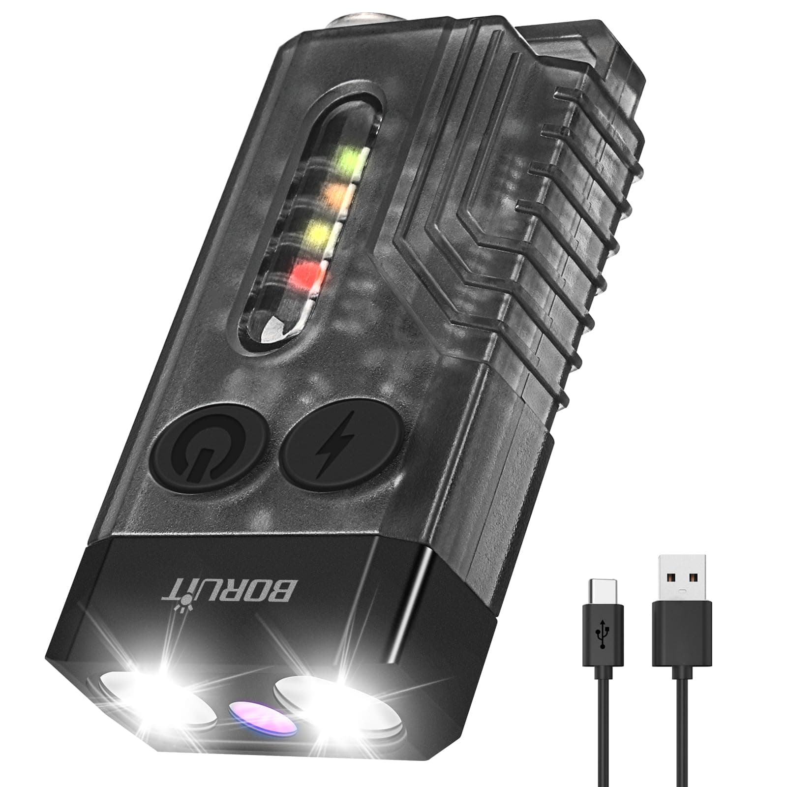 V10 Mini LED Flashlight, 1000 Lumens Keychain Flashlight with 80dB Audible Alarm, 365nm UV Light, Magnetic Flashlight with IPX4 Waterproof