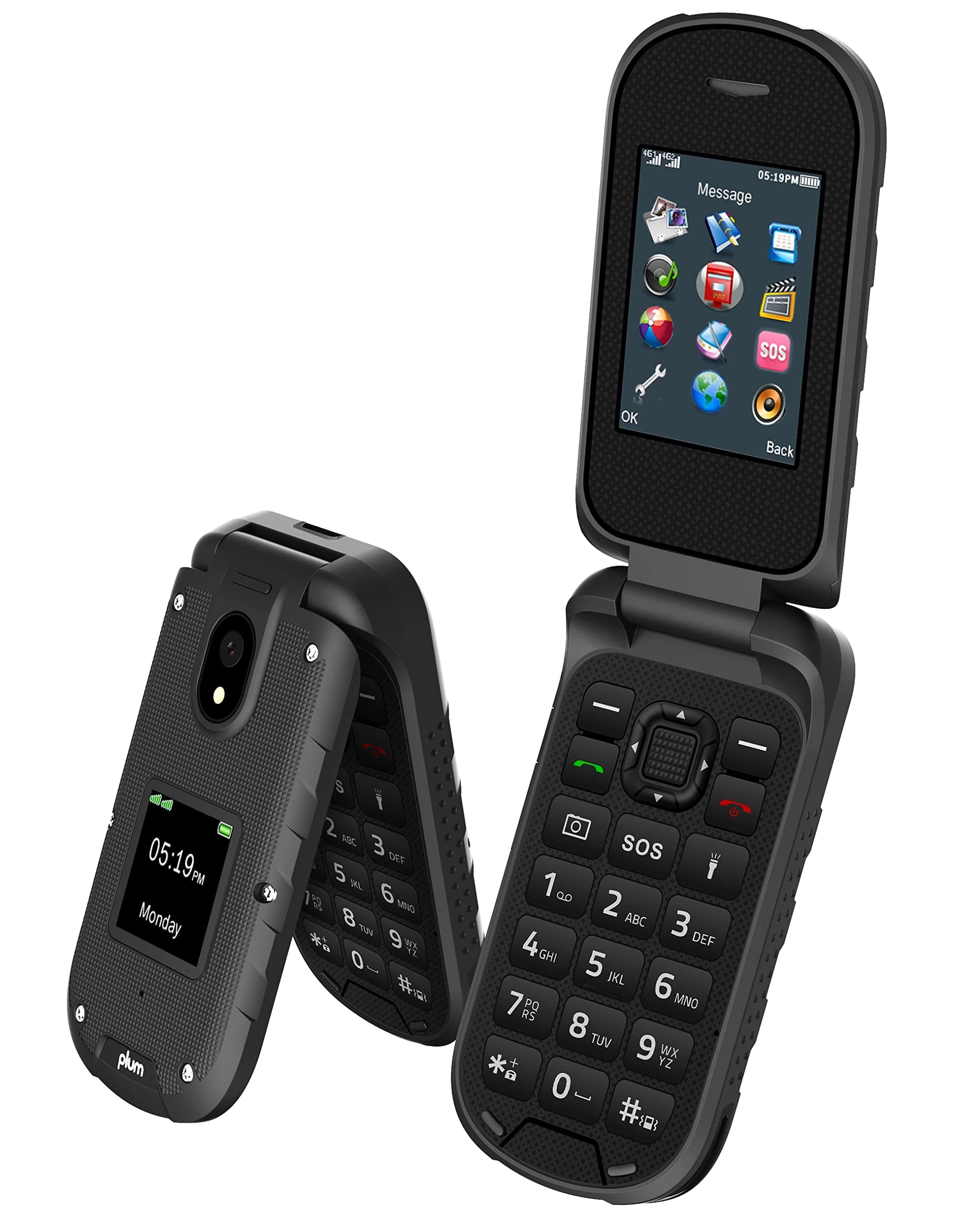 Plum RAM Plus 4G Volte Rugged Flip Phone, IP68 Shock Proof T-Mobile – Black