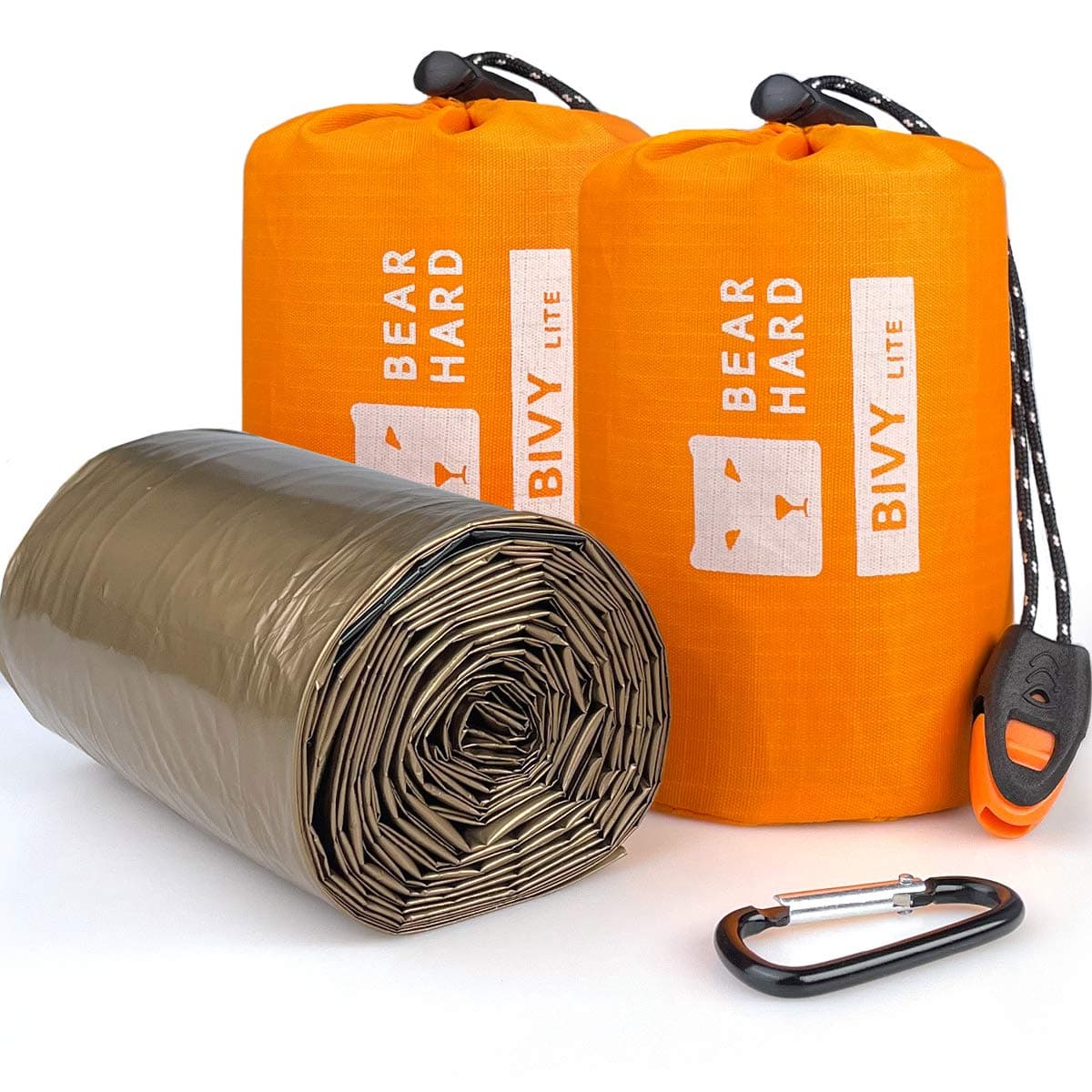 Bearhard Emergency Sleeping Bag Emergency Gear Bivy Sack Ultralight Waterproof Thermal Survival Bivvy Bag with Heat Retention for Camping, Hiking, Backpacking