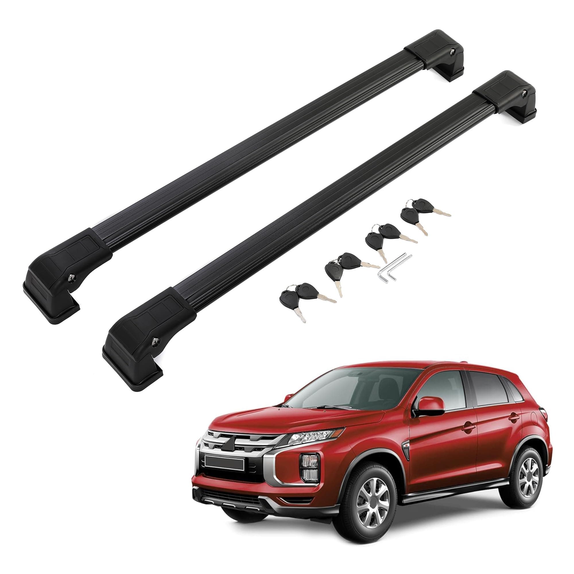Cross Bar Compatible with 2010-2024 Mitsubishi Outlander Sport/ASX Roof Rack Rooftop Cargo Bag Luggage Carrier Black Aluminum