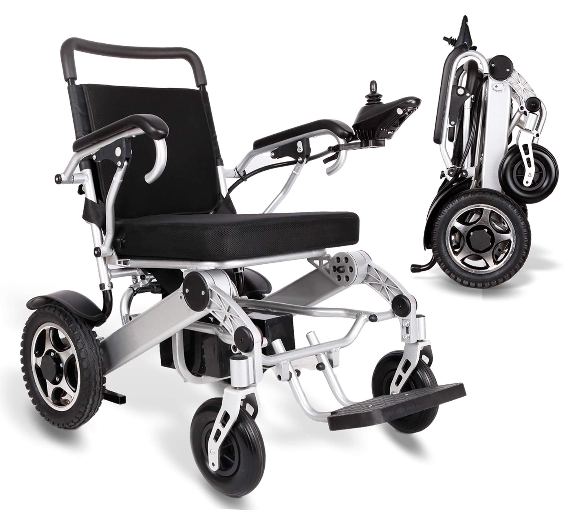 Ephesus M5 | New Model | Portable Mobility Electric Motorized Wheelchair, Lightweight Easy to Carry, 360° Remote Control | Premium Quality Lithium Battery Included | Long Mileage Range (Silver M5)