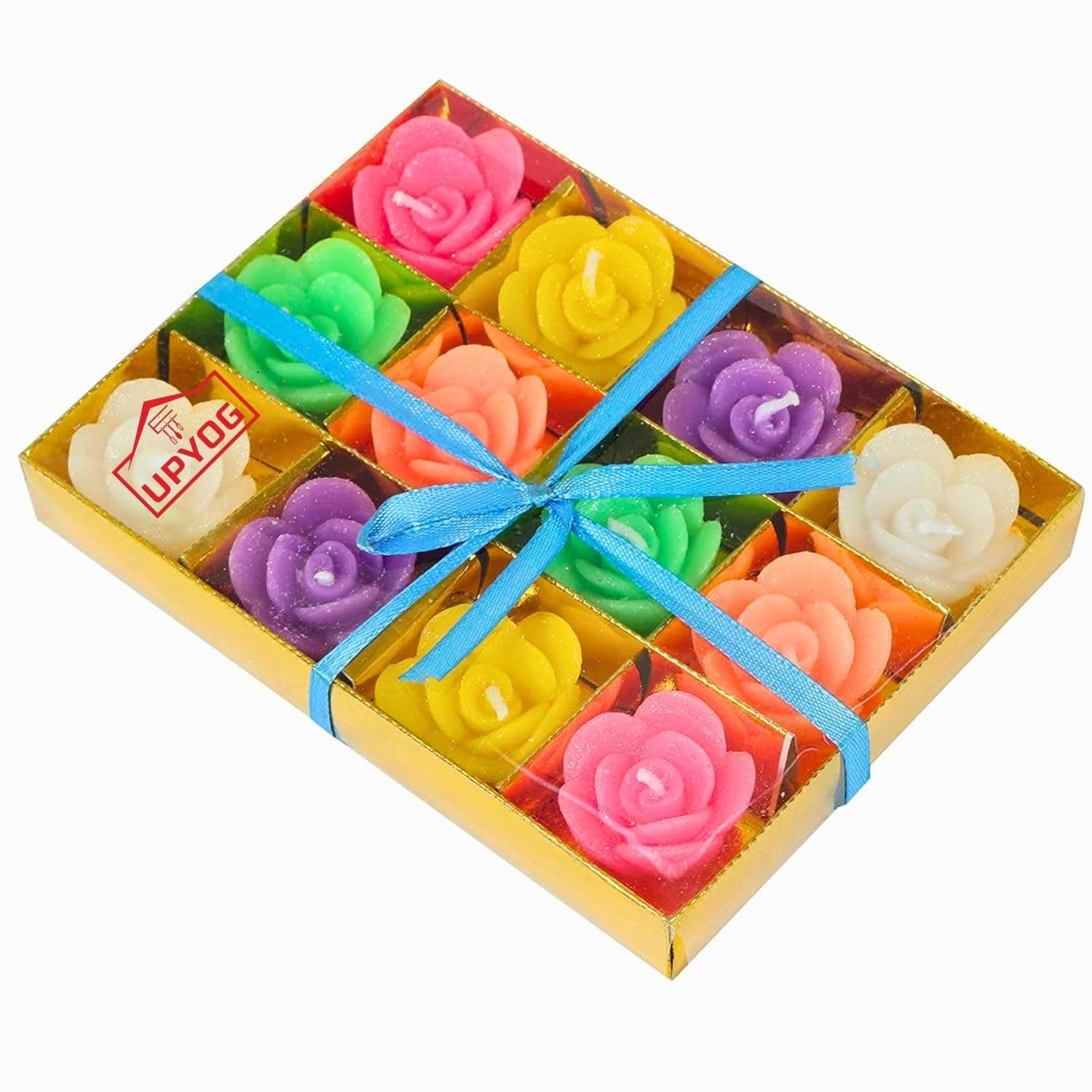 Diwali Diya Decoration Floating Rose Flower Candle in Bulk | 12Pcs, Smokeless, Dripless & Long Lasting Candle | Water lamp Candles for Home, Pool, Weddings, Deepawali Decor, Cafe & Spa