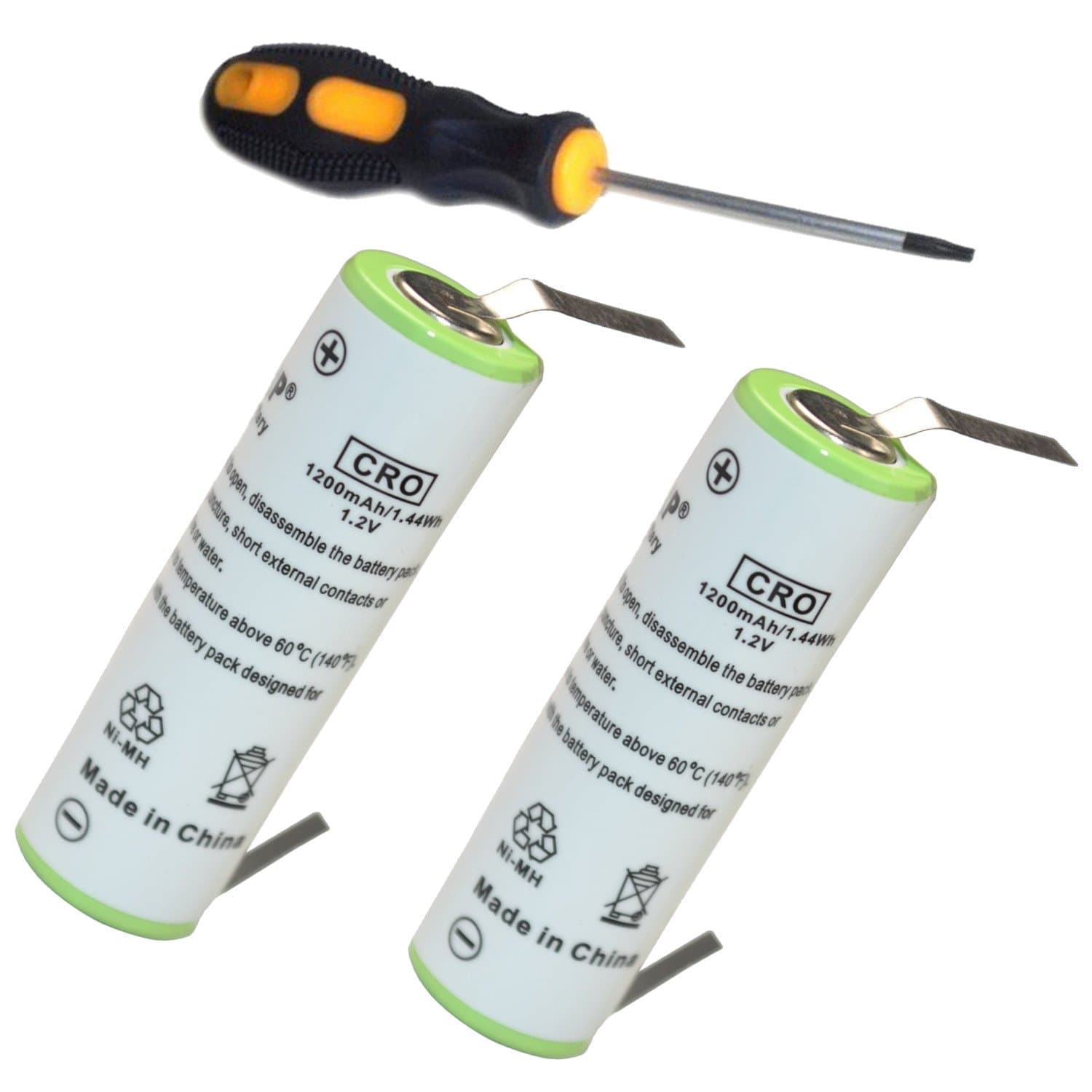 HQRP 2-Pack Batteries Compatible with Braun 8985, BS5771, Type 5497, 8975, 8986, 8987 Razor/Shaver Plus Screwdriver