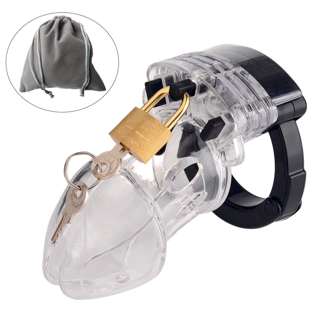 Male Briefs Comfortable Device, Transparent Plasitc Cage Desig Chastit_y, Not Silicone & Alloy Material