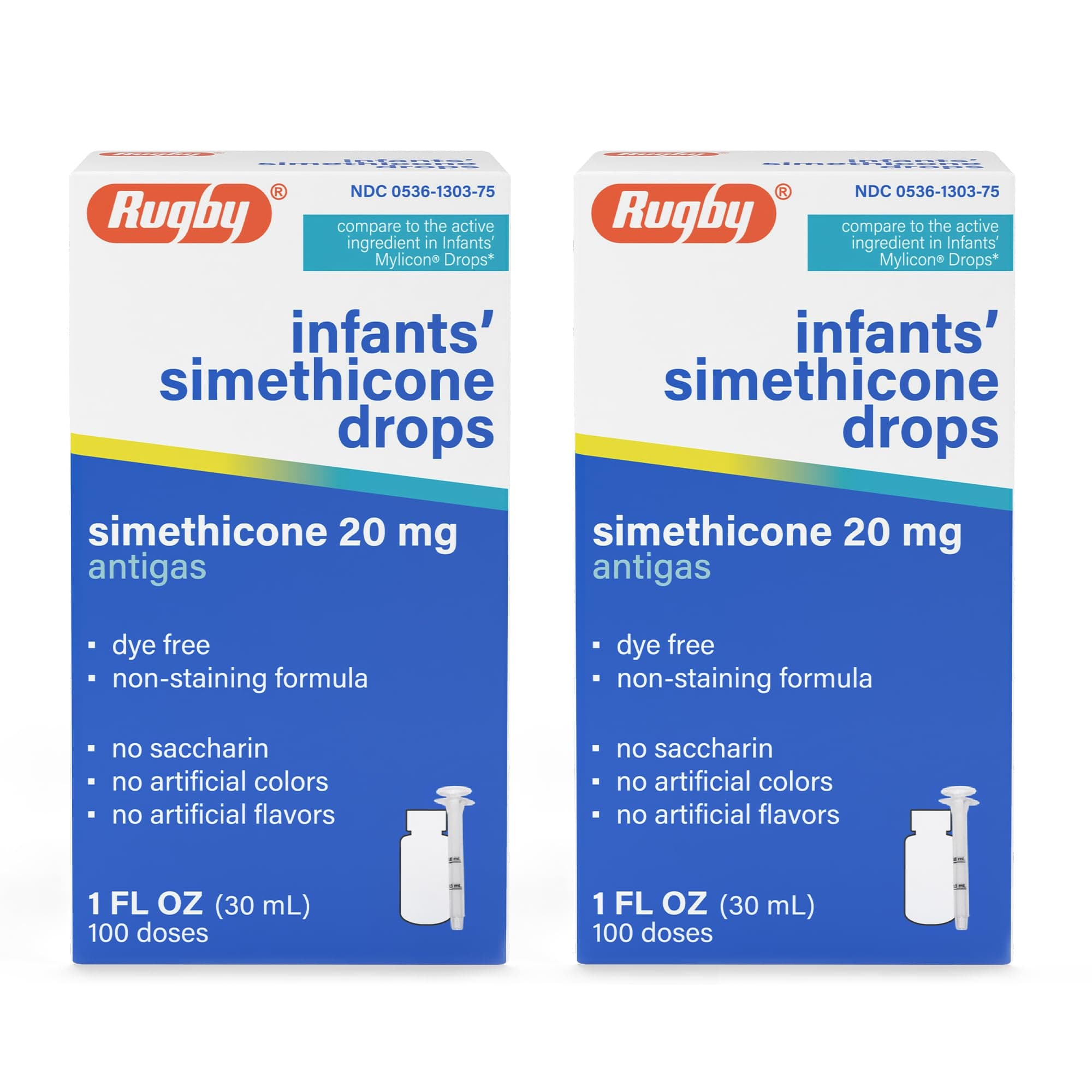 Newborns, Infants & Children Gas Relief Simethicone 20 mg/0.3ml Drops Dye Free Generic for Mylicon 1 oz (30ML) 2 PACK Total 2 oz