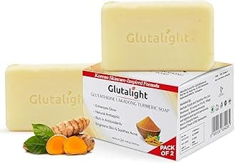 - Glutalight Glutathione Lakadong Turmeric Soap For Face & Body | Korean Skincare with Niacinamide, Vitamin C | Tan Removal Soap | Fades Hyperpigmentation| Haldi Sabun For Hydrated Skin| Pack Of 2