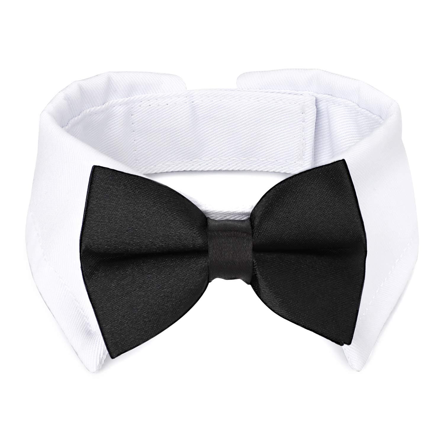 Segarty Black Bow Tie Dog Collar, Cute Tuxedo Dog Bowtie with Handcrafted Adjustable White Collar Formal Pet Cats Collar Necktie for Small Medium Large Boy Dog Wedding Birthday Gift