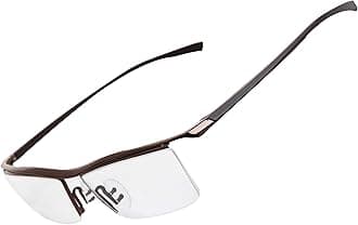 Brown Half Rimless Business Reading Glasses 1.50 Men Women Fashion Rimless Reading Eyeglasses + Eyewear Case
