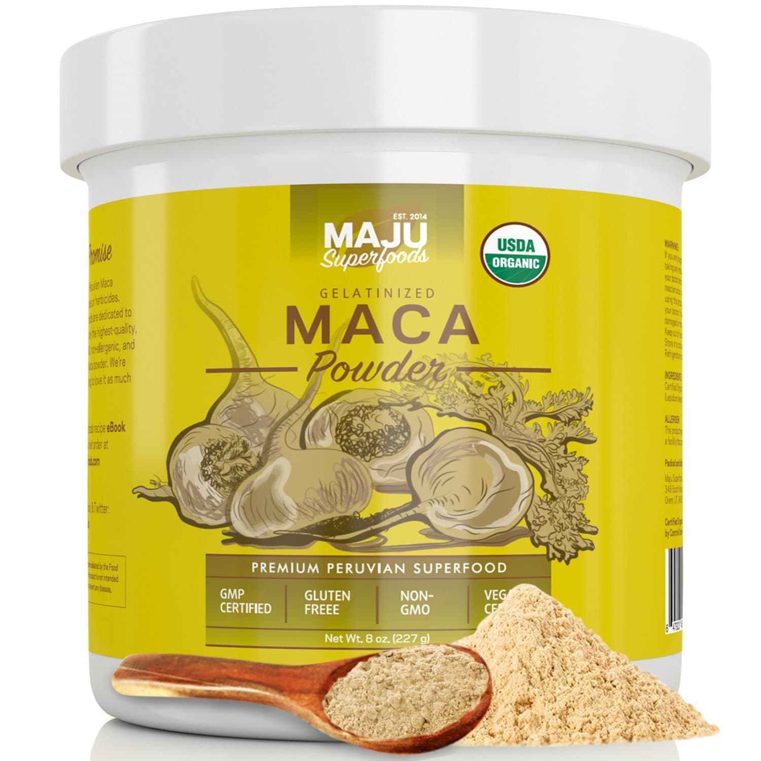 MAJUs Organic Gelatinized Maca Powder, From Peru, Purest & Best Tasting Maca