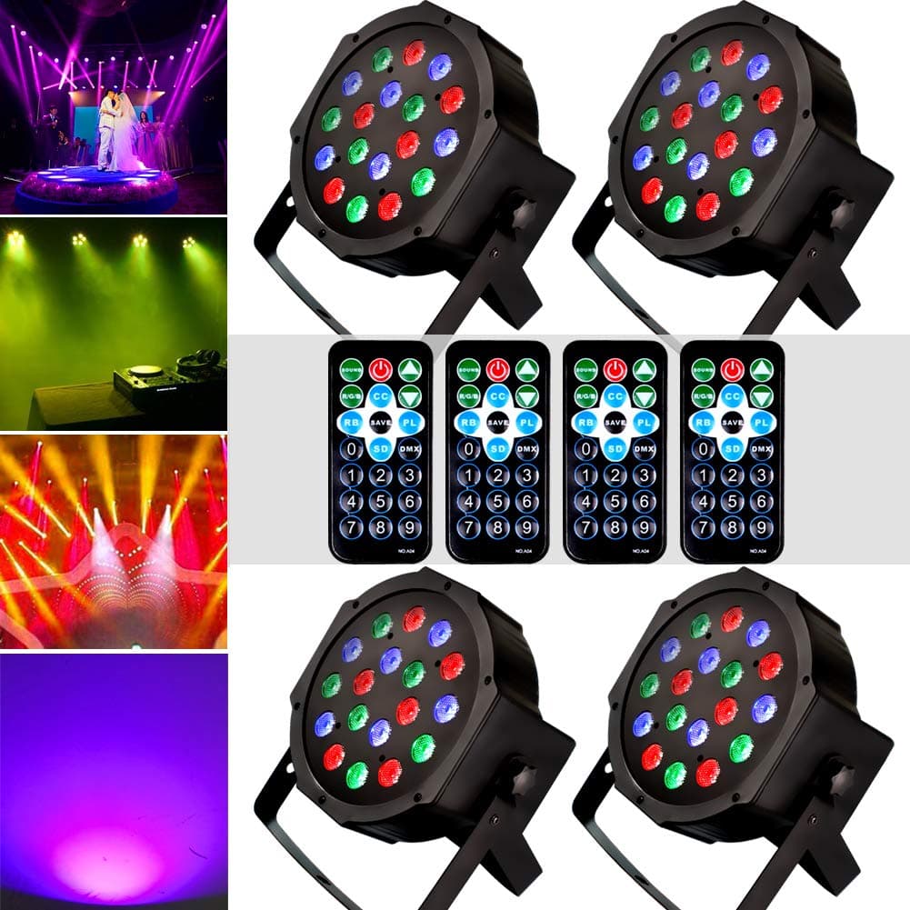 LED Disco Lights, KOOT Stage Lights（4 Packs）With DMX512 7 Light Mode DJ Party Strobe Lights By Sound/Automatic Activation - Best For Band DJ KTV Club Bar Family Reunion Wedding Party