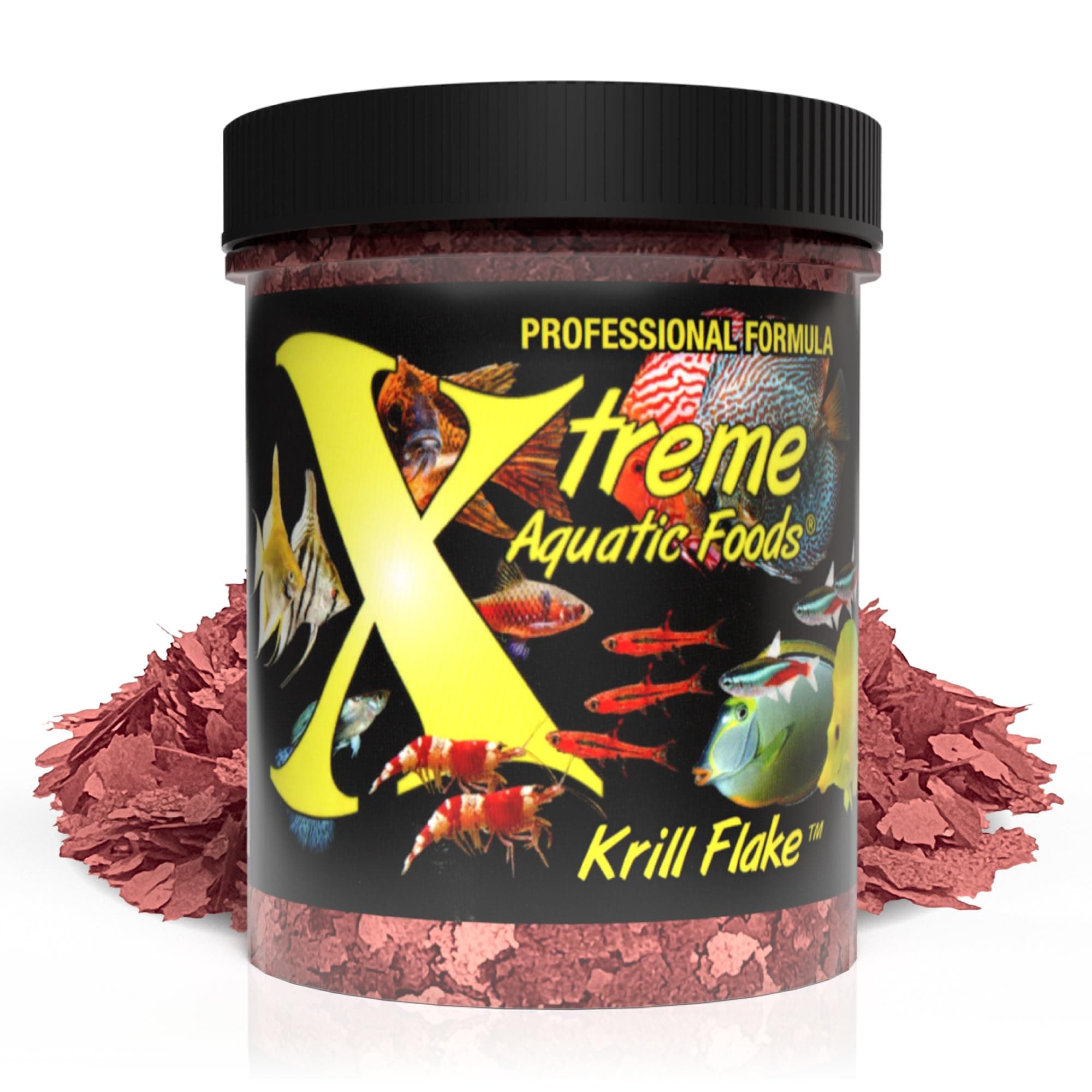 Xtreme Aquatic Food Fish Krill Flake (1oz Jar) - Hormone Free - Made in USA - High Protein & Max Color