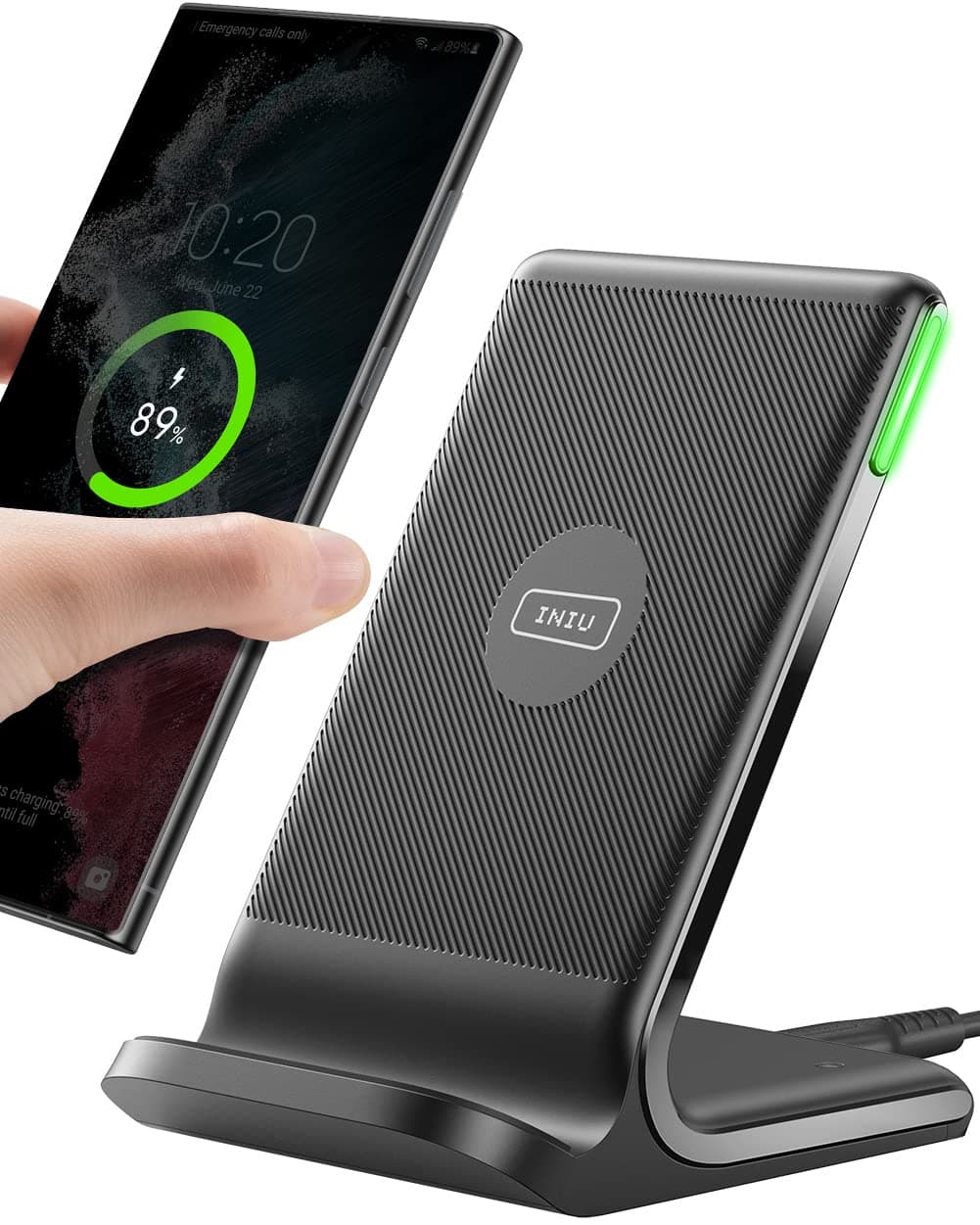 Wireless Charger, 15W Fast Wireless Charging Station with Sleep-Friendly Adaptive Light Compatible with iPhone 17 16 15 14 13 12 Pro Max Samsung Galaxy S25 S24 S23 Note 20 Google etc