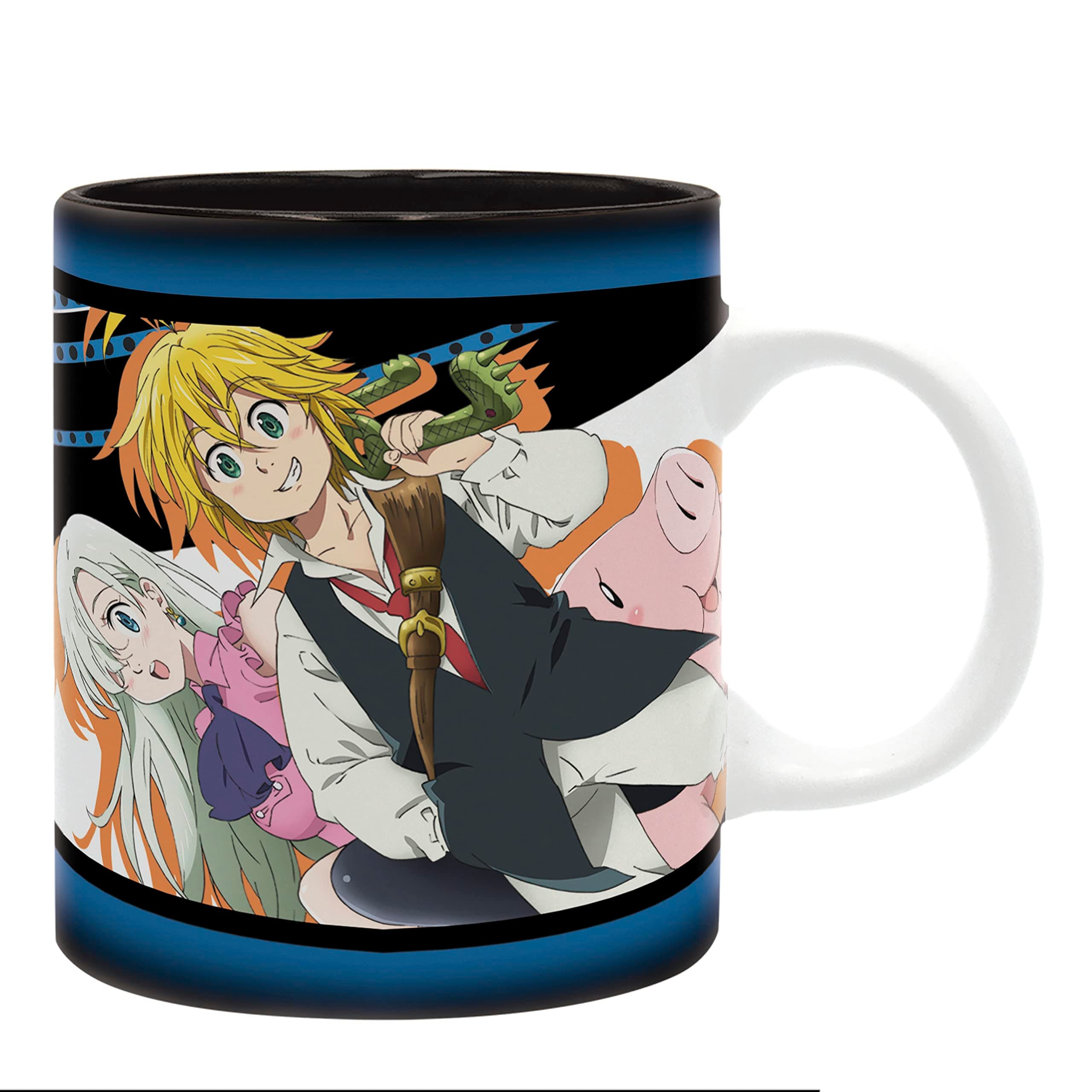 ABYstyle The Seven Deadly Sins Ceramic Coffee Tea Mug 11 Oz. Featuring Meliodas, Elizabeth & Hawk Anime Manga Drinkware Home & Kitchen Gift