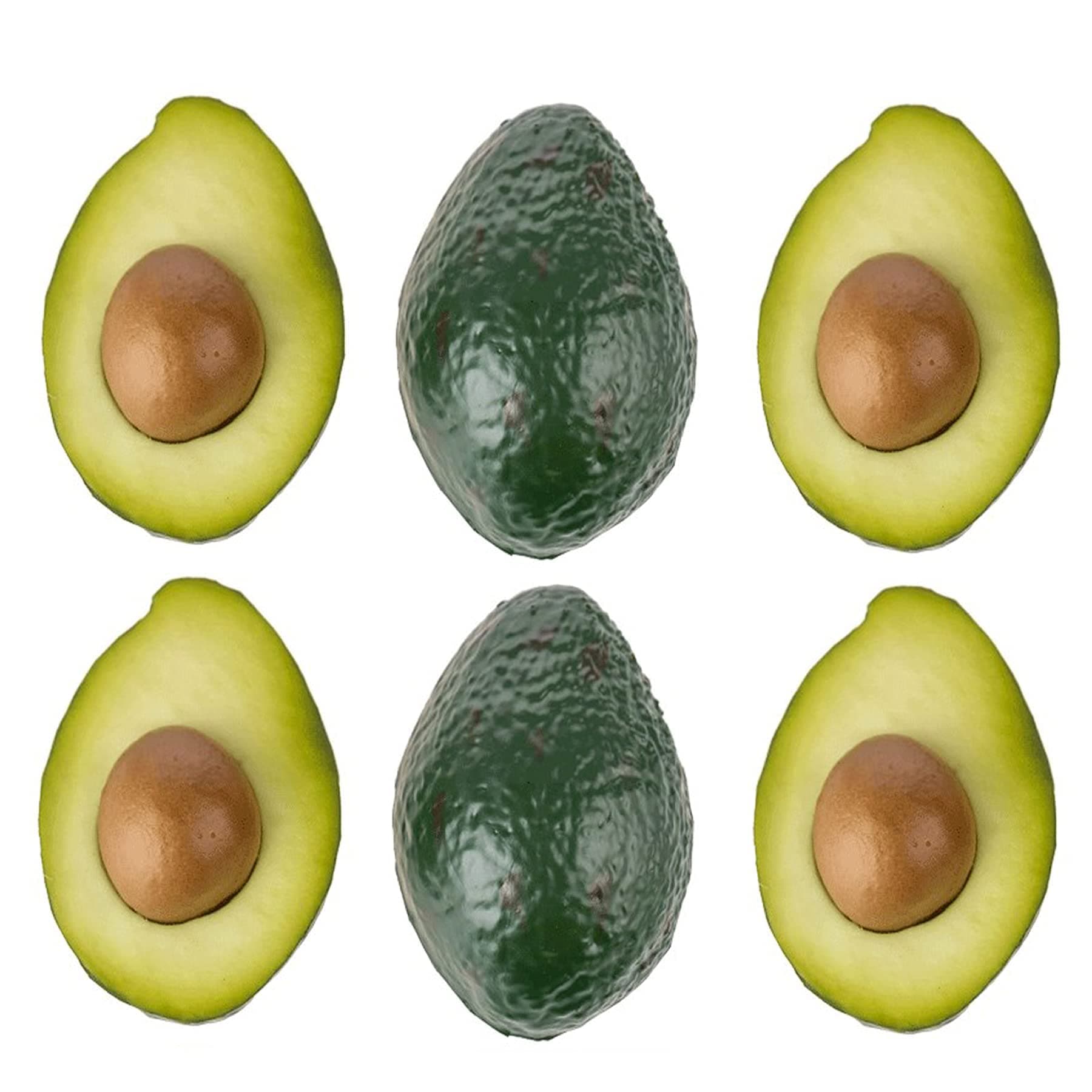 6 Pieces Artificial Avocado, Lifelike Avocado Plastic Fruit, Simulation Avocads Realistic Half Avocads Fake Fruits for Photography Prop Basket Display Kitchen Party Ornament Christmas Wall Decor