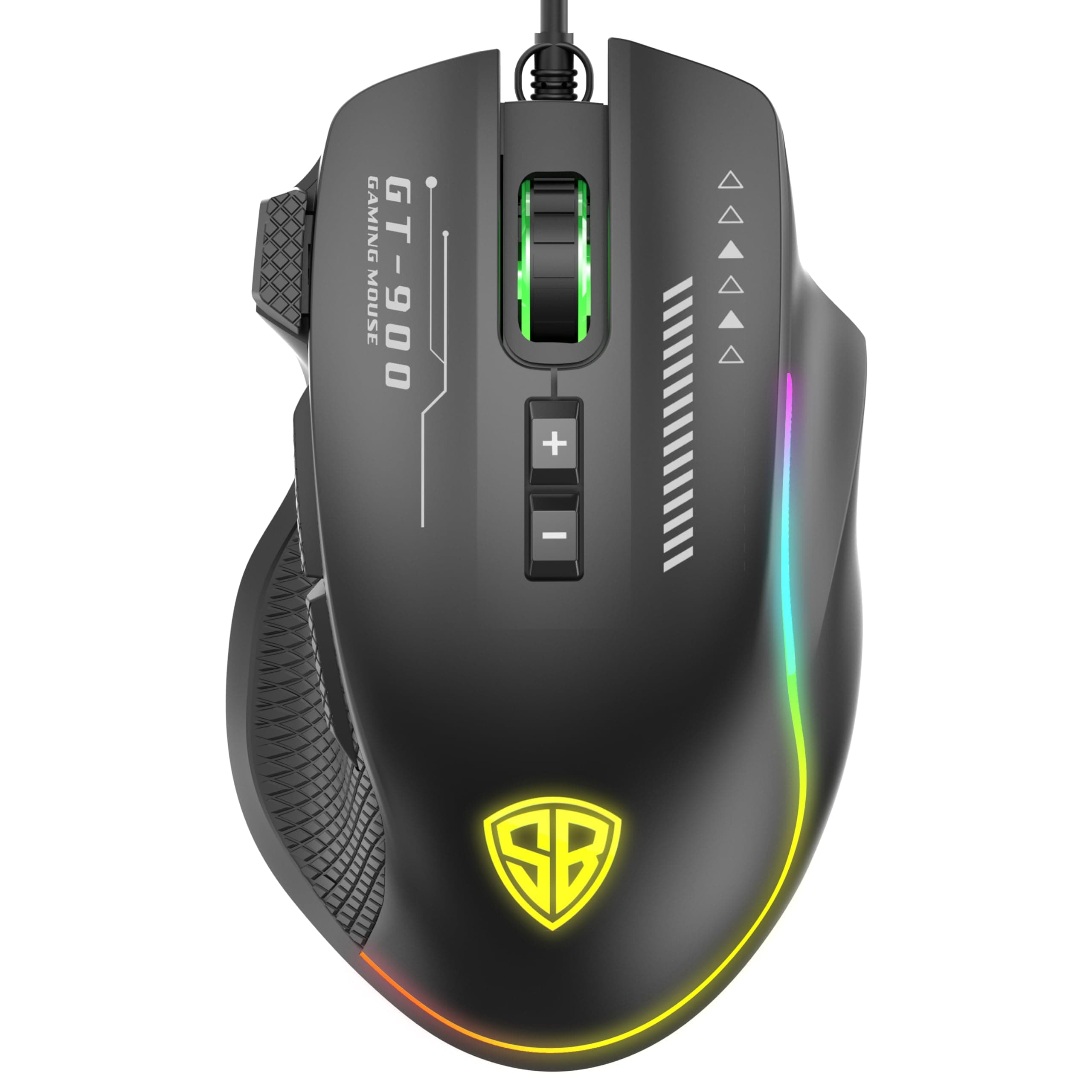 SpinBot Clutch GT900 with 7200 DPI Gaming Sensor and 8 Programmable Buttons RGB Wired Optical Gaming Mouse (USB 2.0, Black)