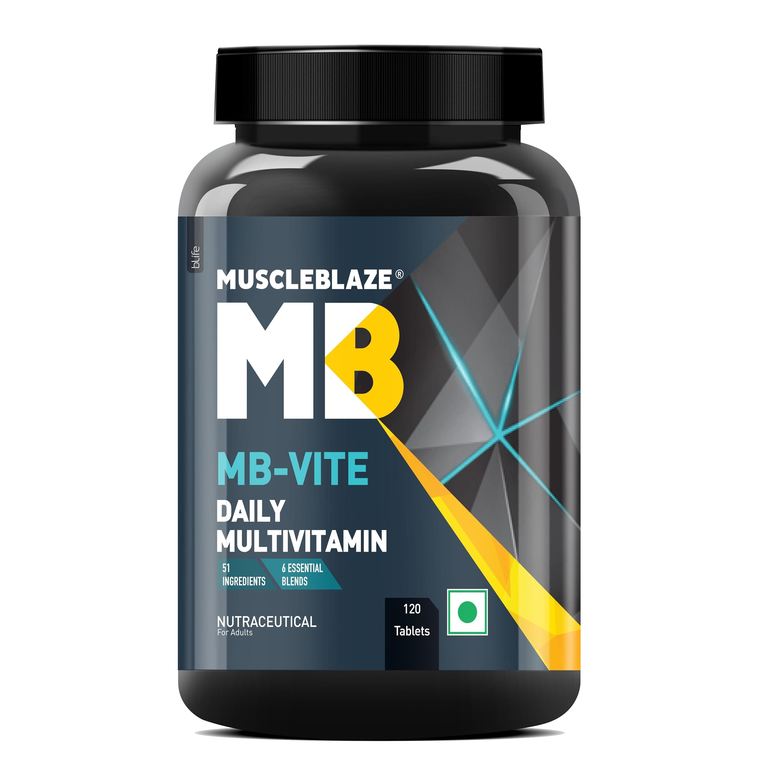 MuscleBlaze MB-Vite Daily Multivitamin (120 Tablets) | With 51 Ingredients & 6 Blends | Vitamins & Minerals, Prebiotic & Probiotics, Amino Acid Blends | For Energy, Stamina & Recovery