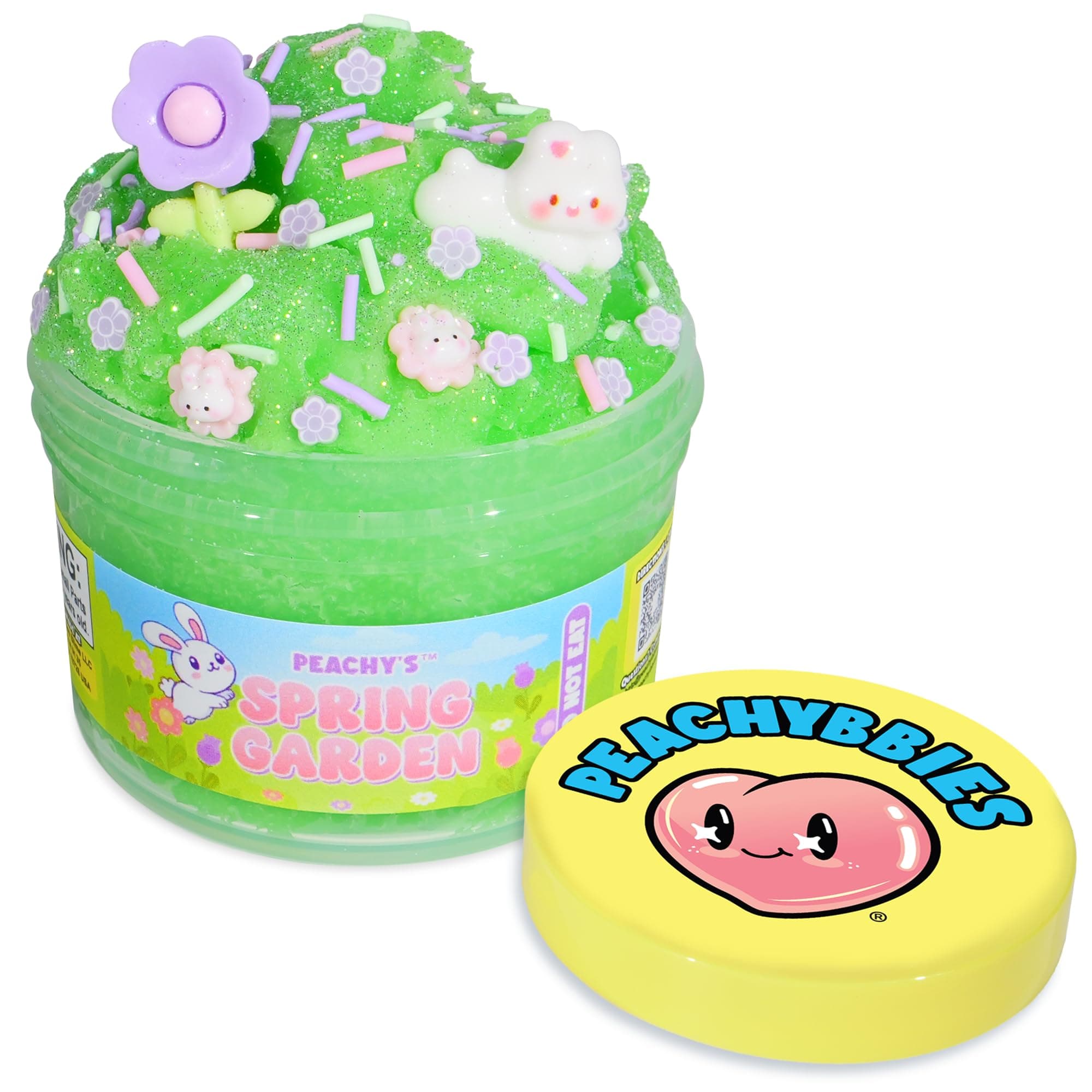 Peachybbies Spring Garden Cloud Slime Premium Scented Slime Made in USA 100% Real Peach Bee, 7 oz, Cloud Fabric for Kids, ASMR, Sensory Gifts for Kids, Fidget Toy