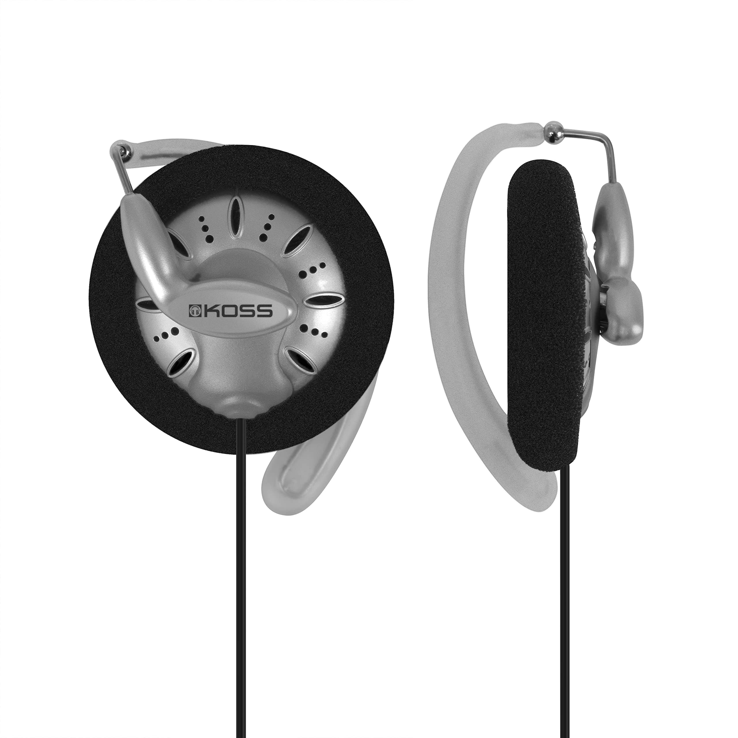 KSC75 Portable On-Ear Clip Headphones, Retro Style, Ultra Lightweight, Silver and Black