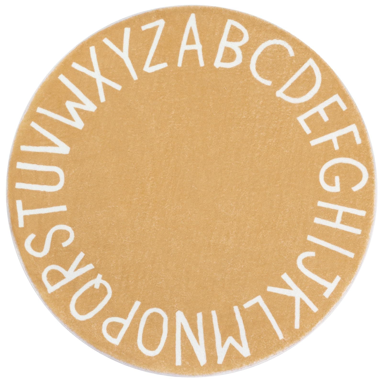 Topotdor Round Kids Play Rug Alphabet Nursery Area Rug Extra Large Soft Crawling Play Mat for Children Toddlers Bedroom (47 inch, Brown)
