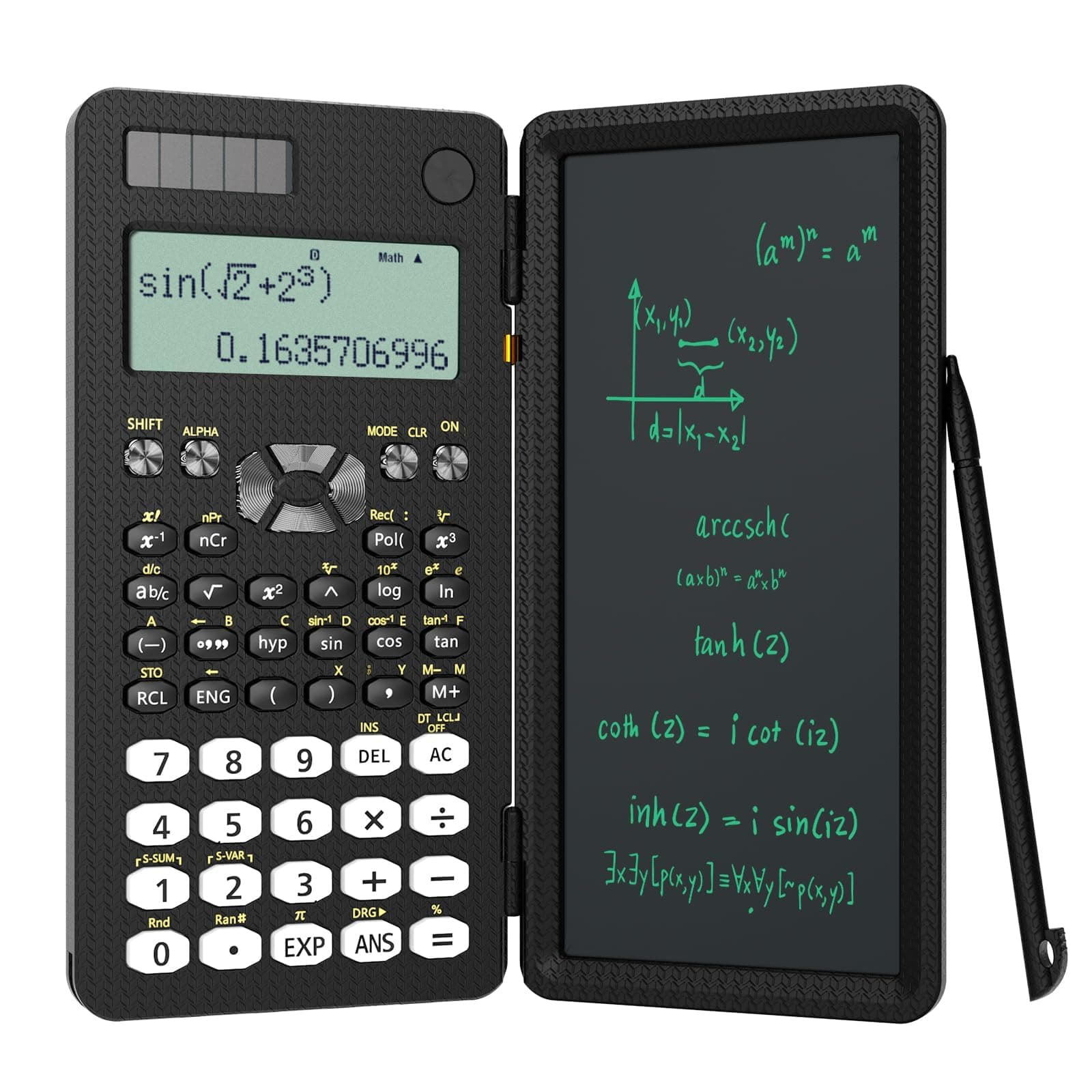 ROATEE Scientific Calculator with Notepad, Middle and High School Supplies for Students & College,82 MS Foldable 2-Line Display Science Calculator with Writing Tablet,Solar and Battery Powered