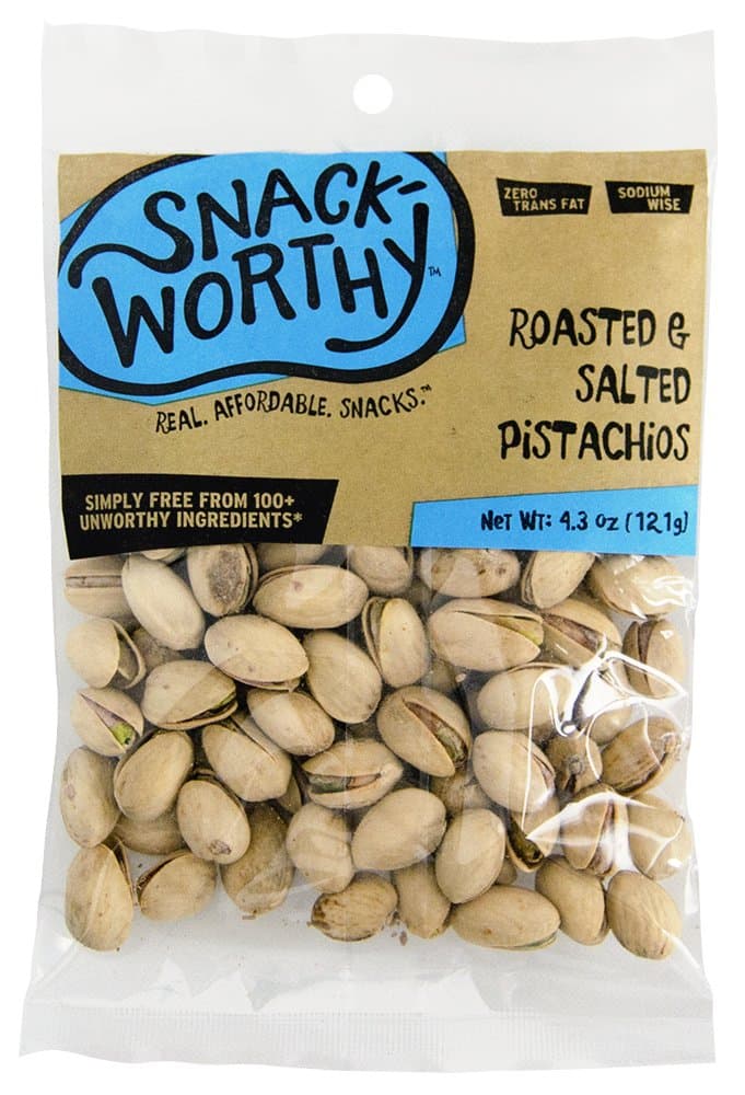Snackworthy Roasted & Salted Pistachios, 4.3 Ounce