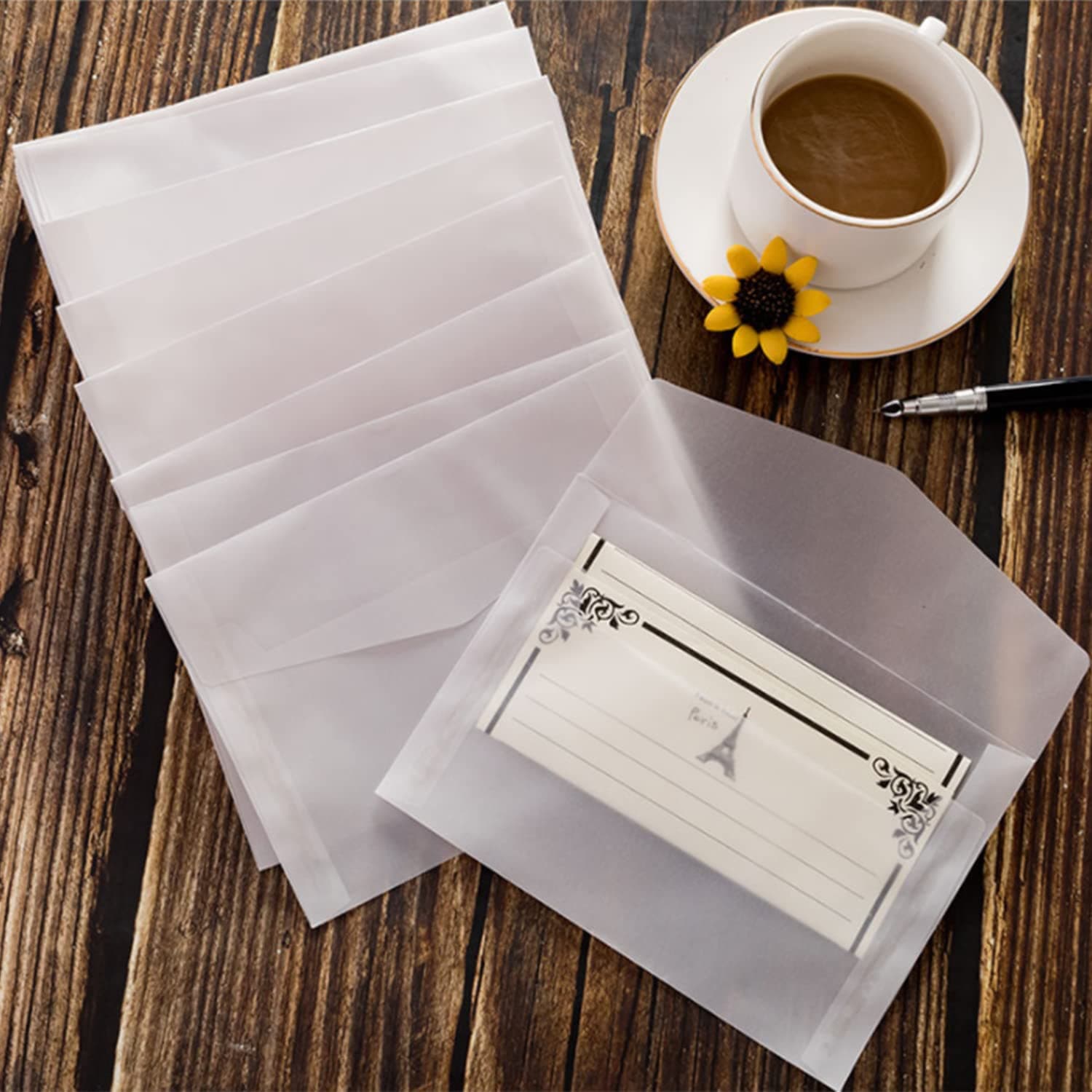 30Pcs Translucent Envelopes Clear Wallet Transparent Square Diy Invitation White Blank For Handmade Invitations Letters, Cards, Coin, Money, Postcard, Photos