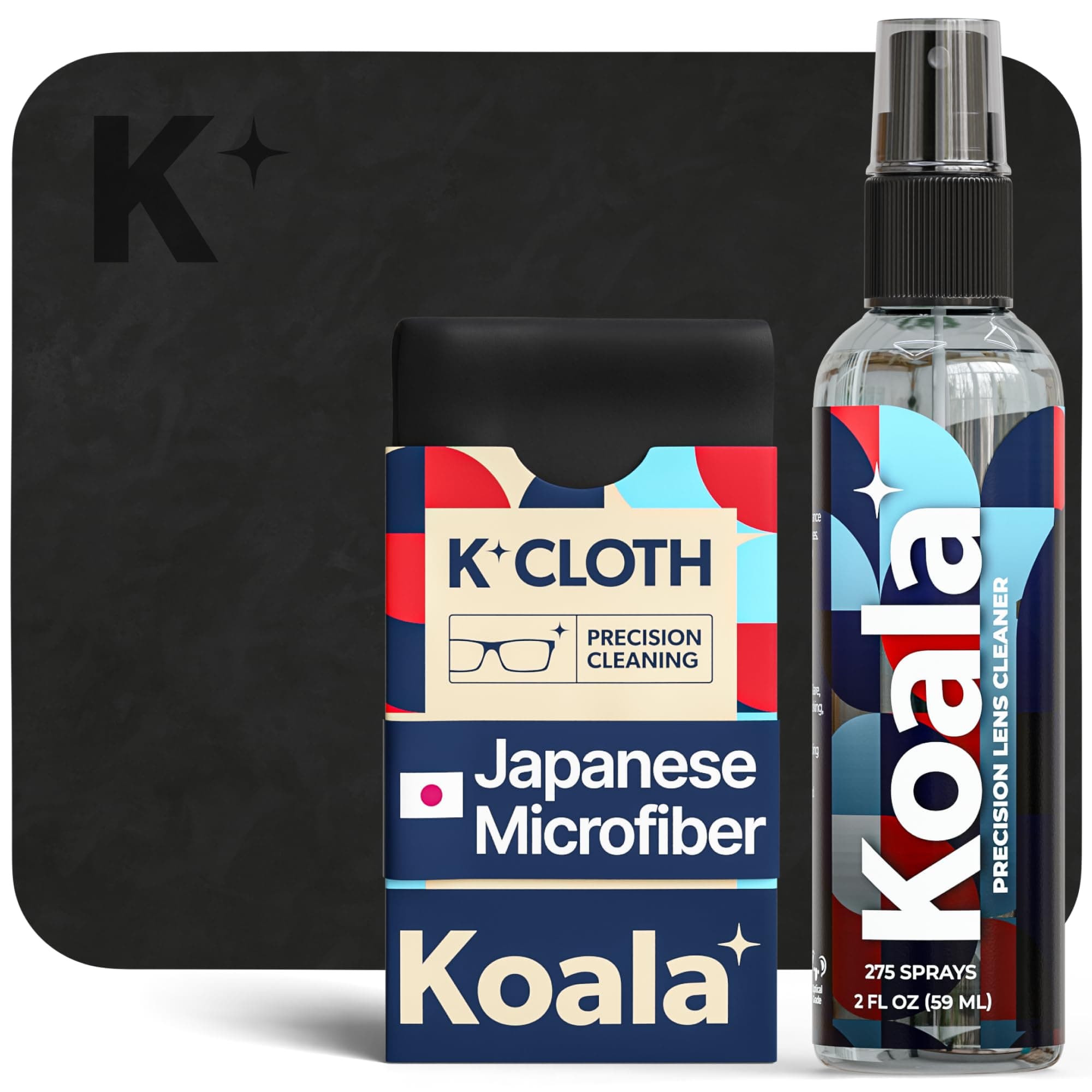 Koala Lifestyle Eyeglass Lens Cleaner Spray Kit | (1x) Glasses Cleaner Bottle + (1x) Microfiber Cloth | Alcohol Free Eyeglasses, Screen, and Camera Cleaning Kit | Made in USA (2 Piece Set)