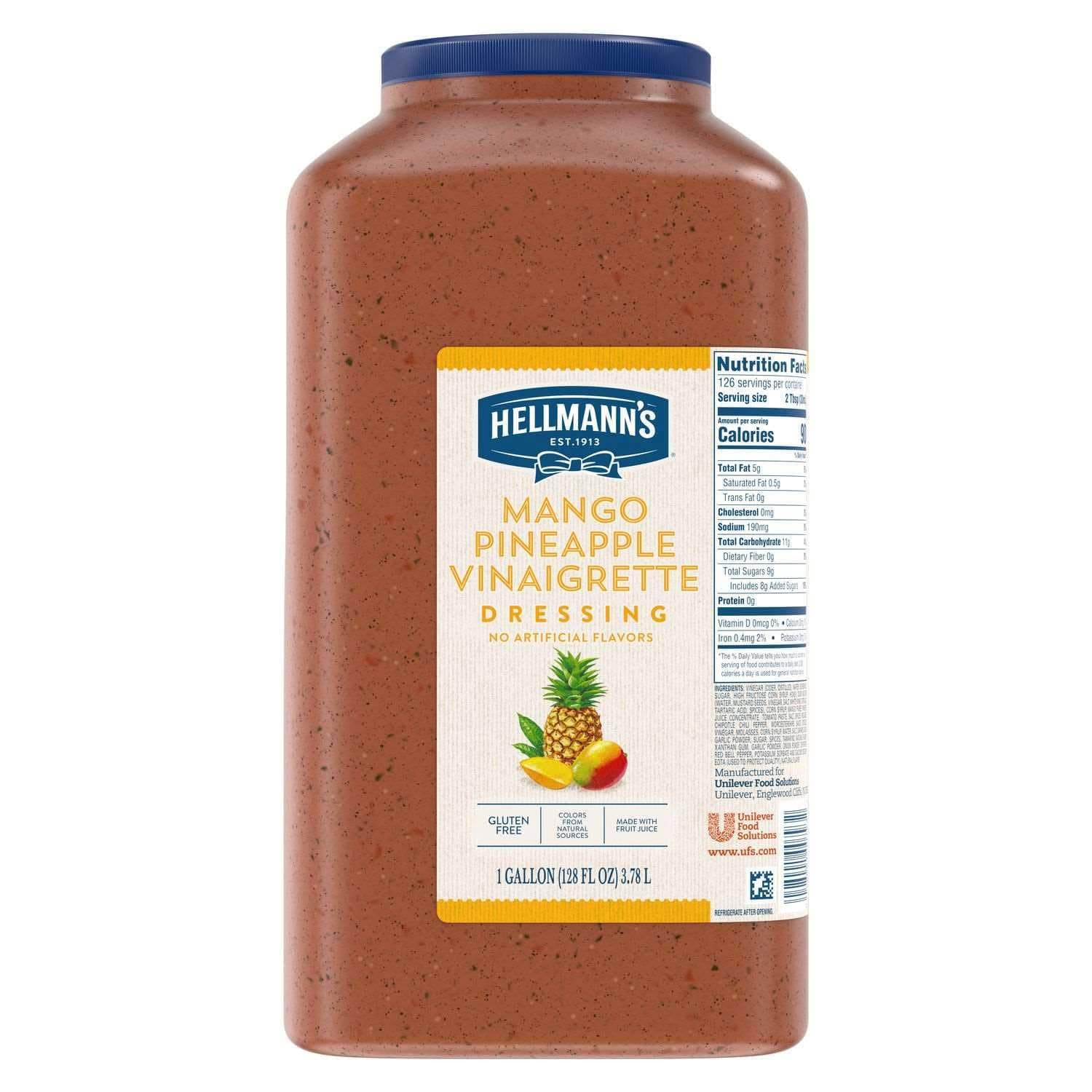 - Mango Pineapple Vinaigrette Salad Dressing Jug Gluten Free, No Artificial Flavors, Colors from Natural Sources, 1 gallon, Pack of 4