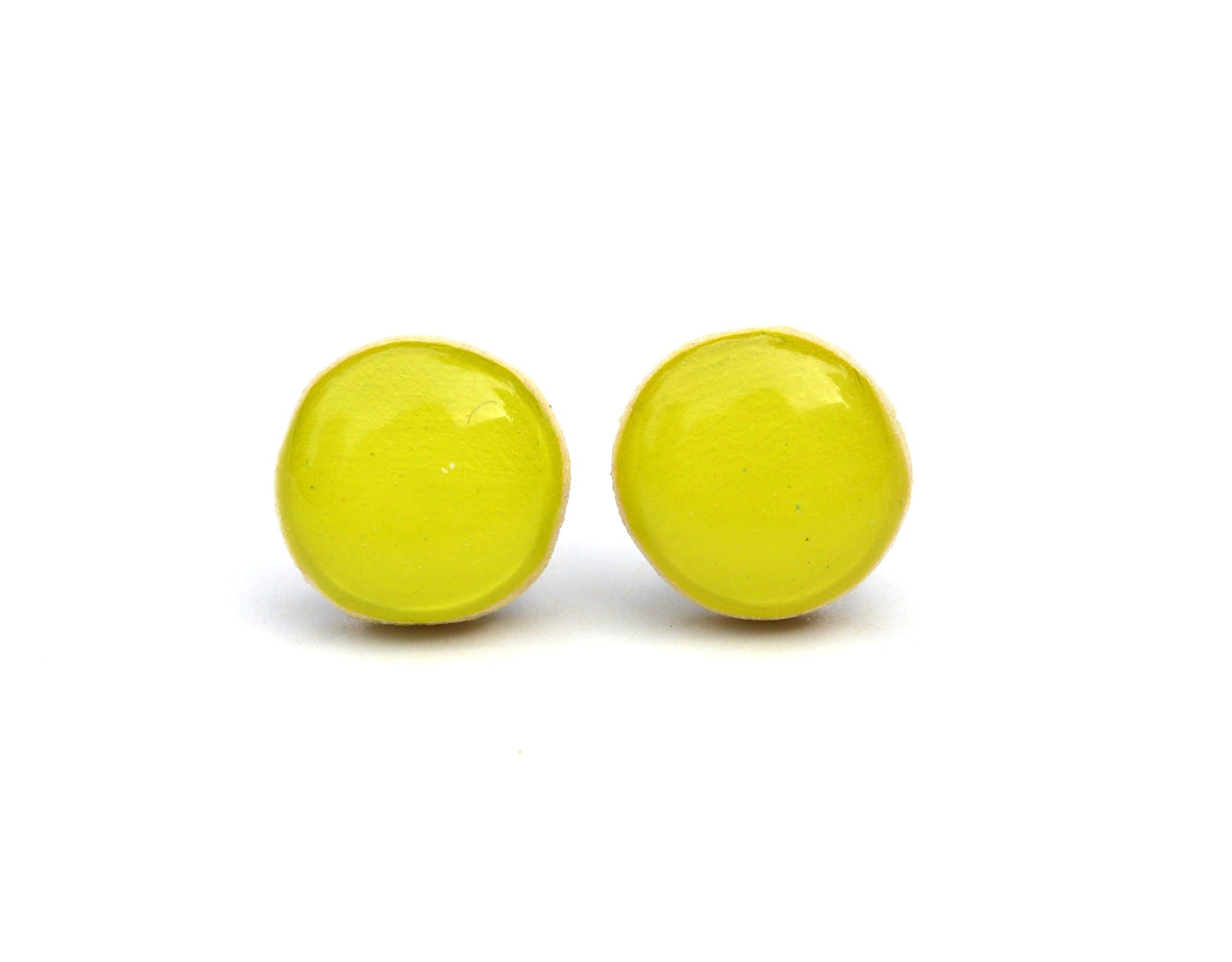 Chartreuse stud earrings. Lime green studs by Starlight Woods