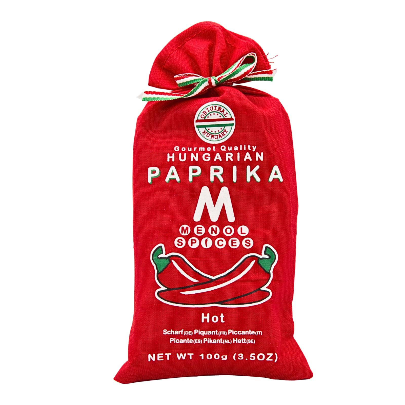 Menol Spices Authentic Hungarian Hot Paprika Powder (Hot, 3.5oz / 100g) Very Spicy Gourmet Quality, Produced in region of Szeged, Hungary, Incredible Flavor, Freshly ground