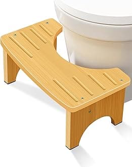 JACNITAD Bamboo Toilet Stool Squat Adult, 6.5 Inch Squatting Potty for Bathroom, Dual Anti-Slip Potty Step Stool for Pooping, Improve Squatting Posture and Comfort for Kids/Adults/Seniors, Wood