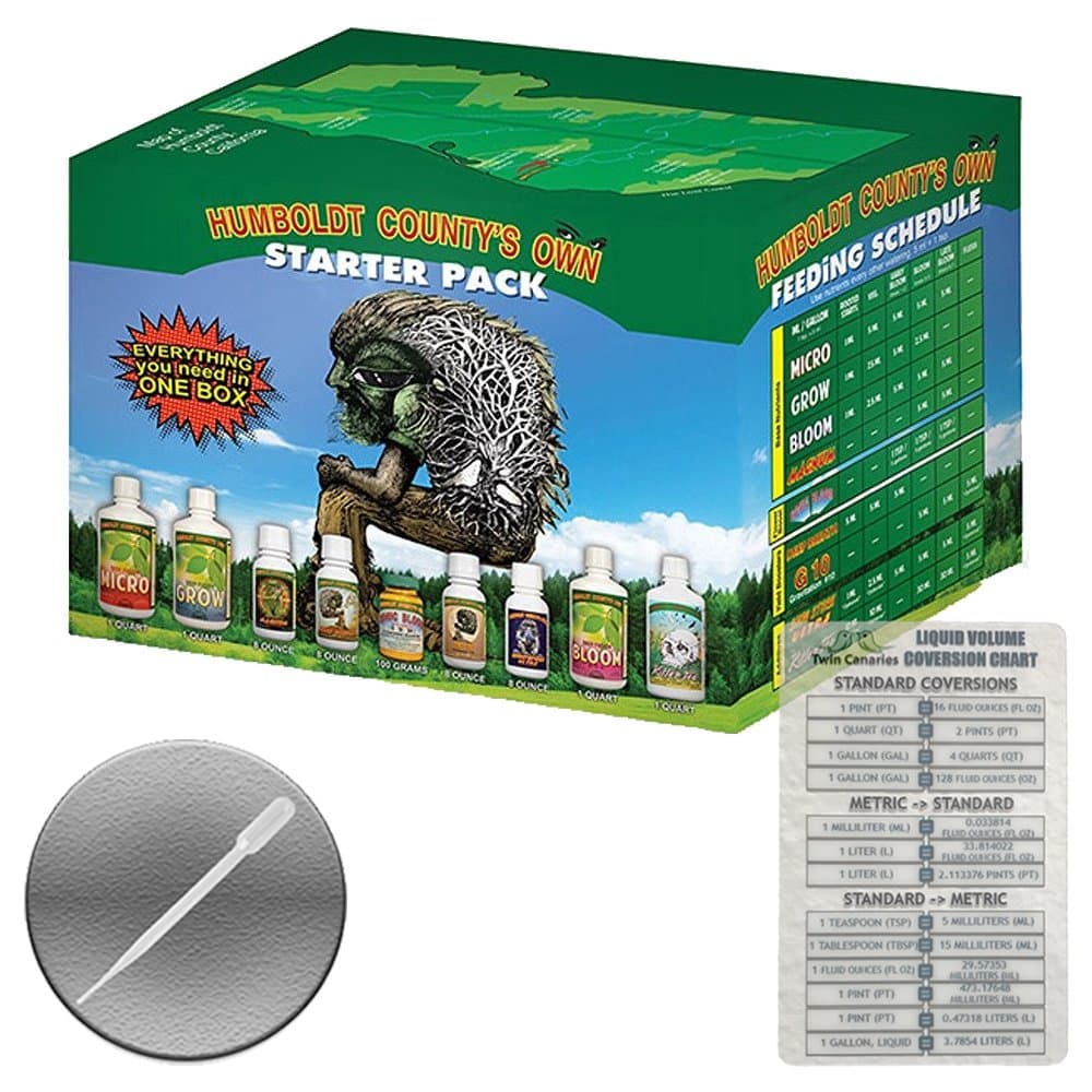 Emerald Triangle Humboldt County's Own Starter Pack: Deep Fusion Grow, Micro, Bloom, Killer Tea, Magnum, Deep Breath, Gravitation #10 G10, Snow Storm Ultra, Sonic Bloom + Twin Canaries Chart & Pipette