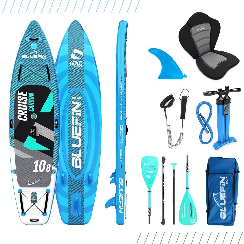 Bluefin® Cruise SUP Boards Premium Stand Up Inflatable Paddle Board Stable Design Non-Slip Design with Fibreglass Paddle & Accessories 5 Year Warranty Multiple Sizes for Adults